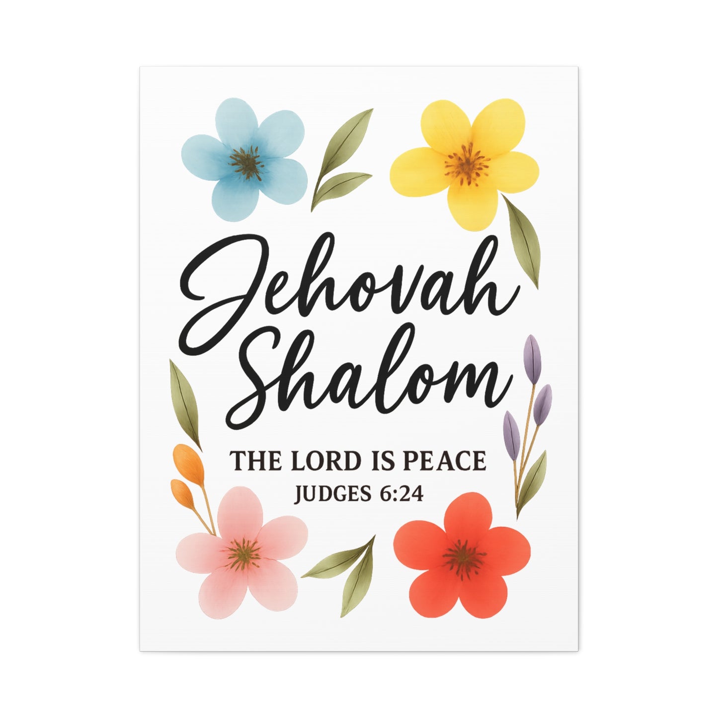 Jehovah Shalom Wall Art – The Lord Is Peace | Judges 6:24 Christian Decor -Matte Canvas, Stretched, 1.25"