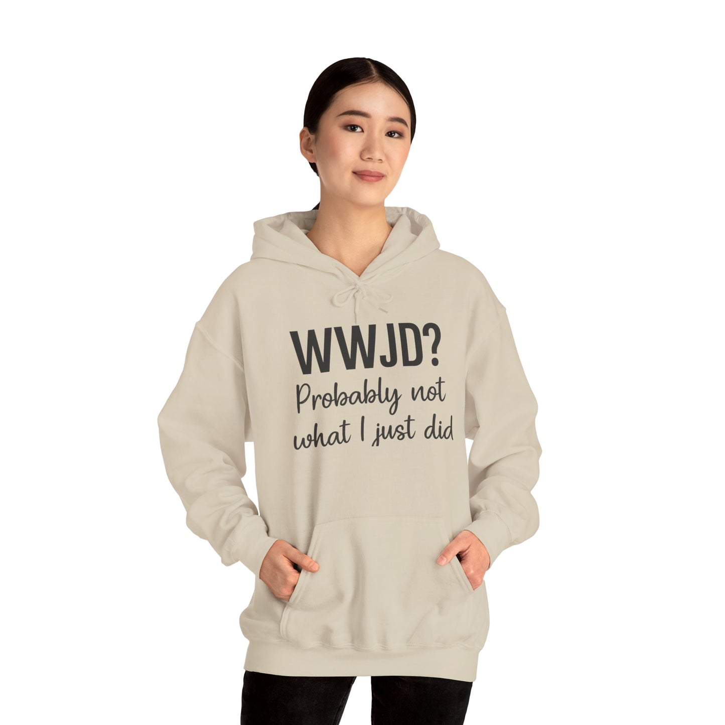 WWJD Hoodie – Funny Christian Sweatshirt with Relatable Faith Humor.