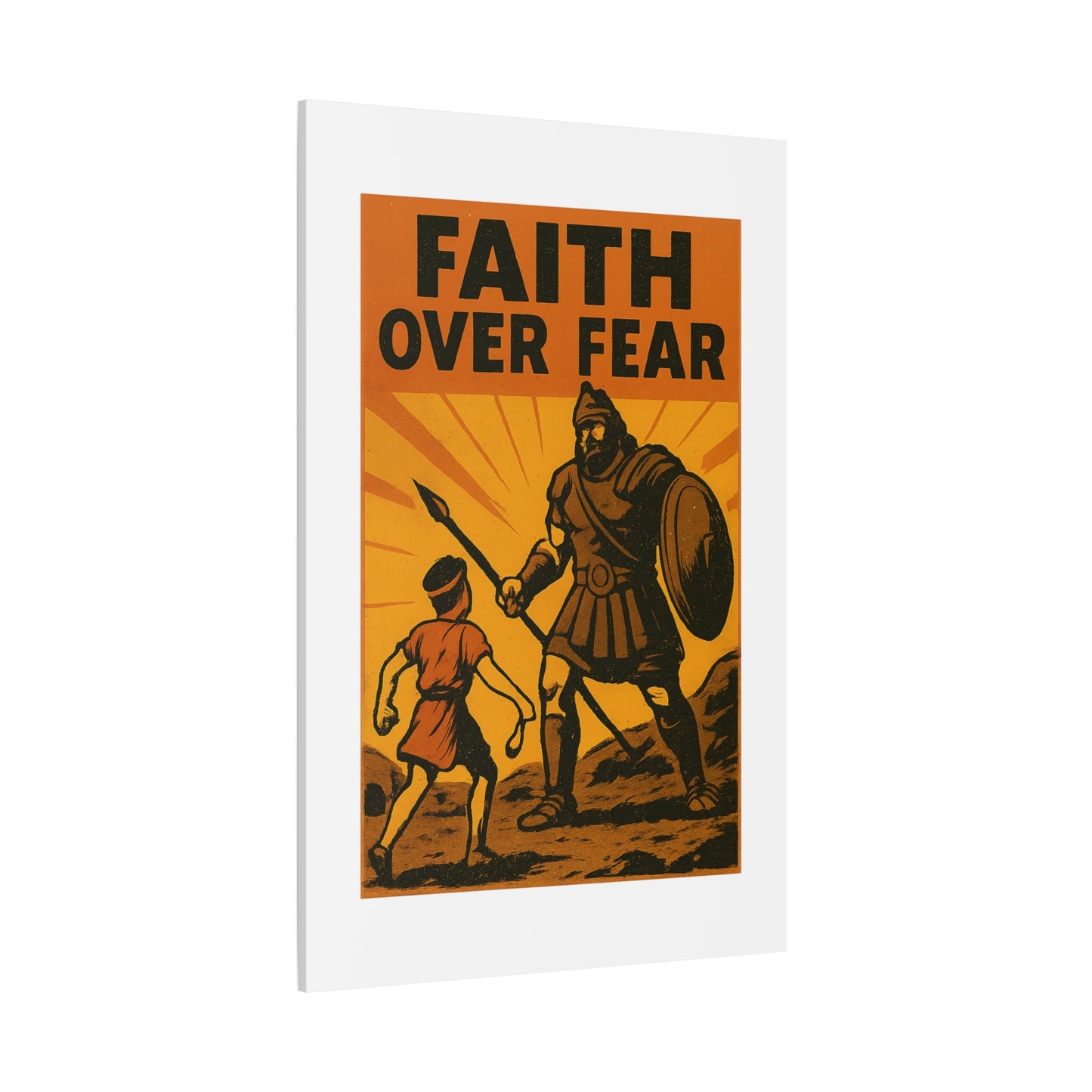 David and Goliath Wall Art | Faith Over Fear Christian Poster.