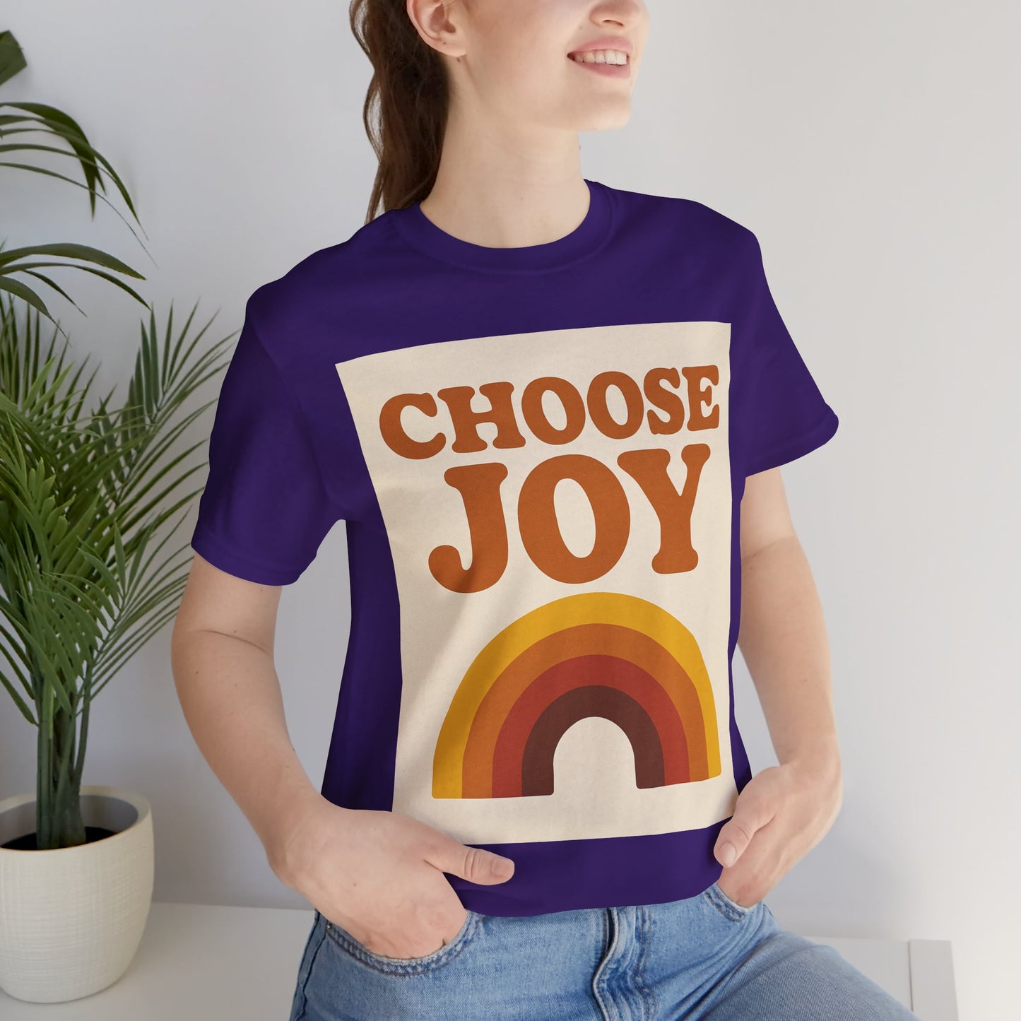 Retro Rainbow Choose Joy Tee, Unisex T-Shirt, Positive Vibes Shirt, Gift for Her, Summer Clothing, Joyful Apparel
