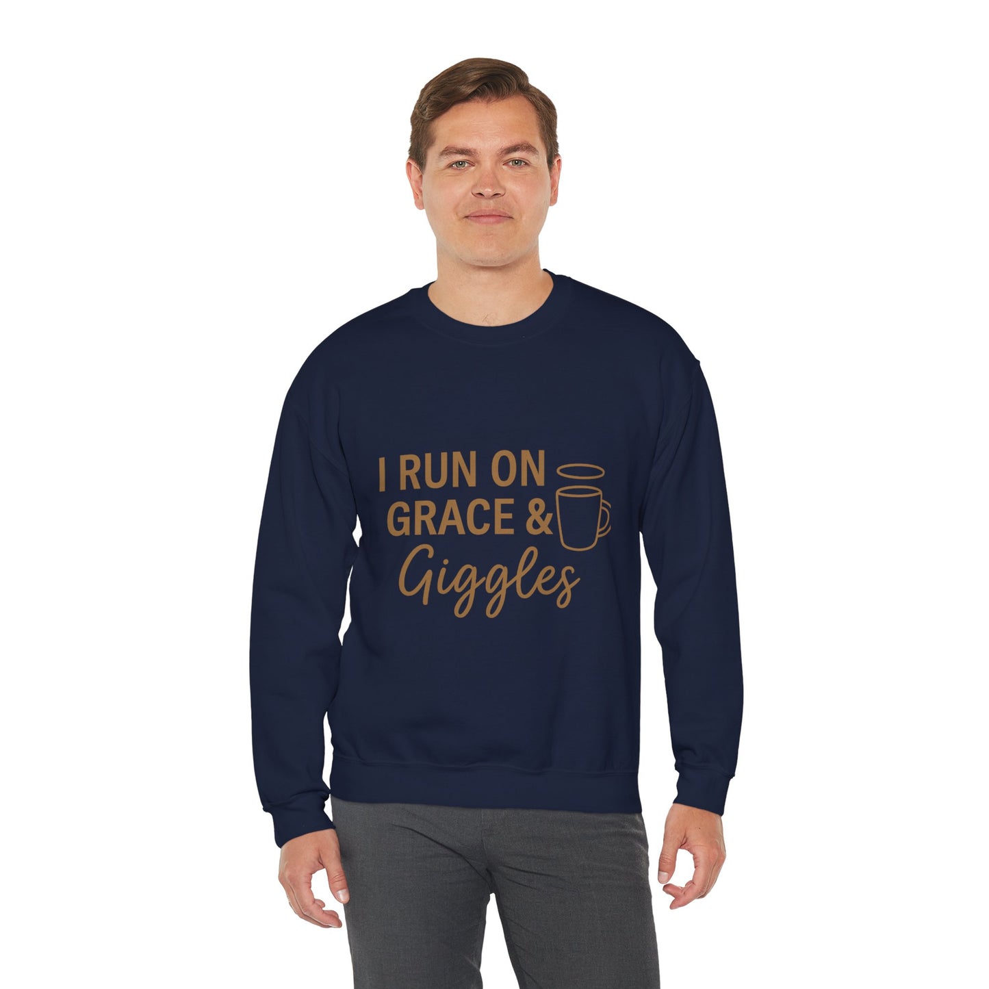 “I Run on Grace and Giggles Unisex Christian Sweatshirt”