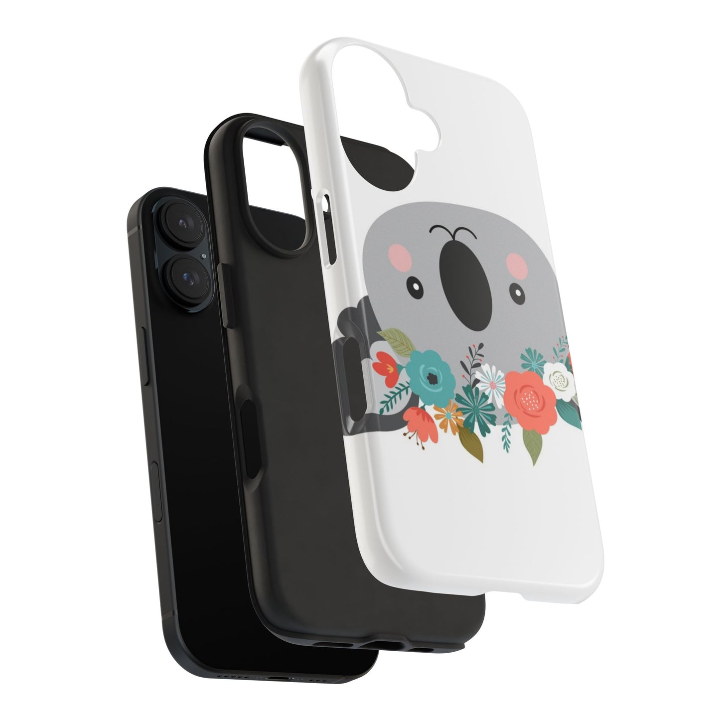 Cute Koala Floral Tough Phone Cases, Smartphone Protection, Nature Lover Gift, Animal Design, Koala Phone Cover