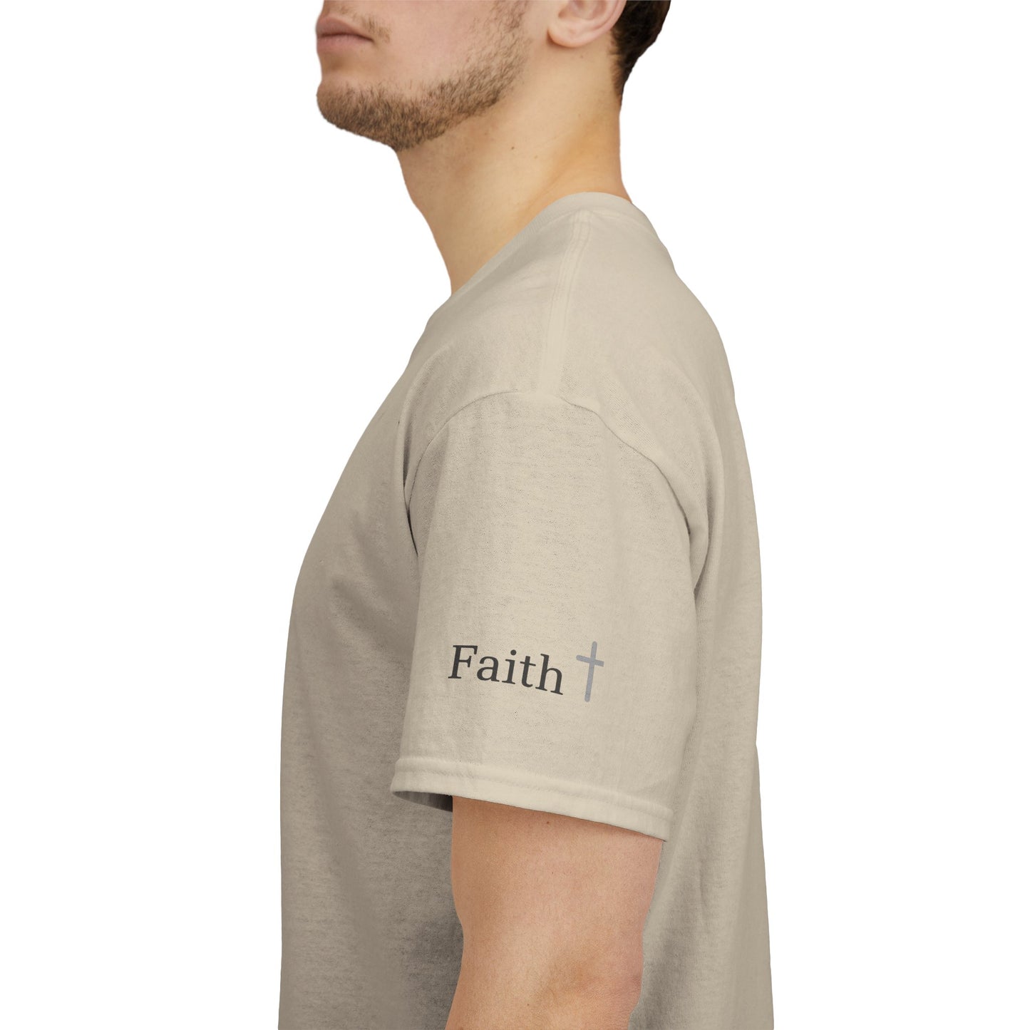 Faith Christian Heavy Cotton Tee with Cross Symbol – Unisex Inspirational T-Shirt