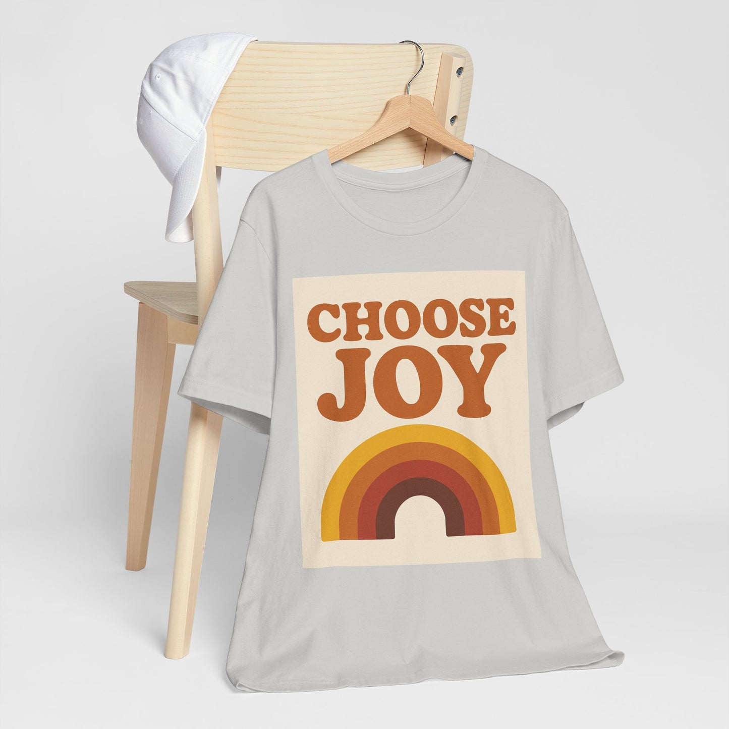 Retro Rainbow Choose Joy Tee, Unisex T-Shirt, Positive Vibes Shirt, Gift for Her, Summer Clothing, Joyful Apparel