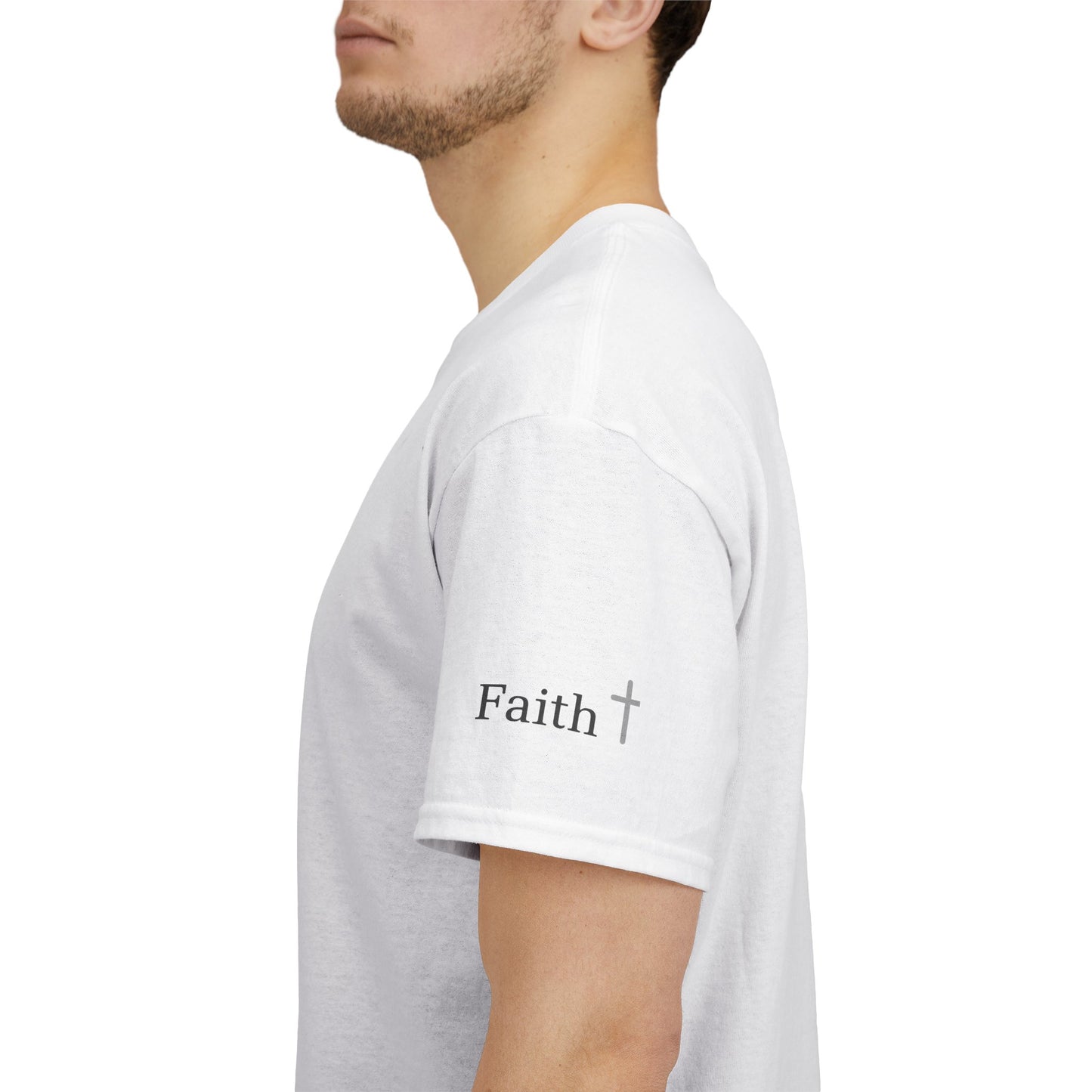 Faith Christian Heavy Cotton Tee with Cross Symbol – Unisex Inspirational T-Shirt
