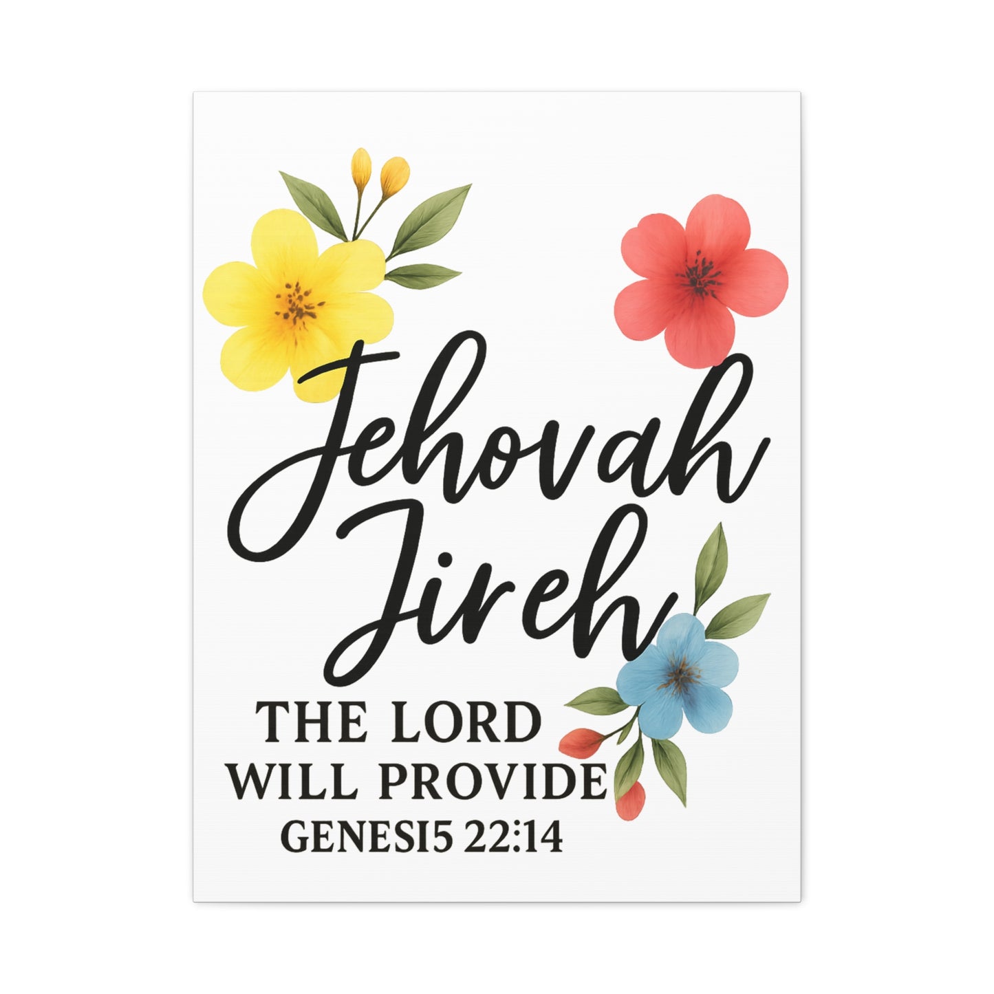Jehova Jireh Wall Art – Genesis 24:14 Scripture Print for Home Decor Matte Canvas, Stretched, 1.25"