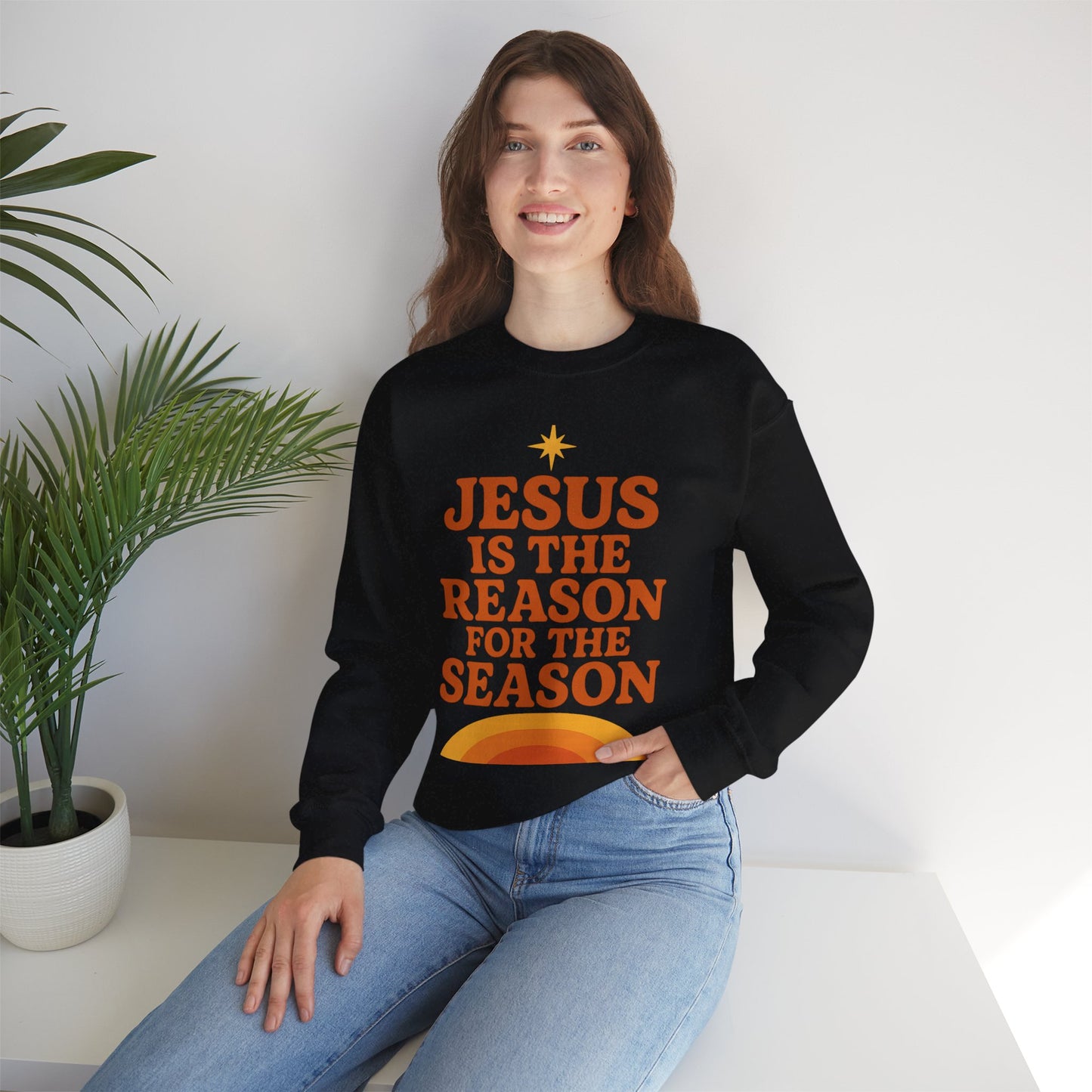 Jesus Is the Reason for the Season – Retro Unisex Christian Christmas Sweatshirt
