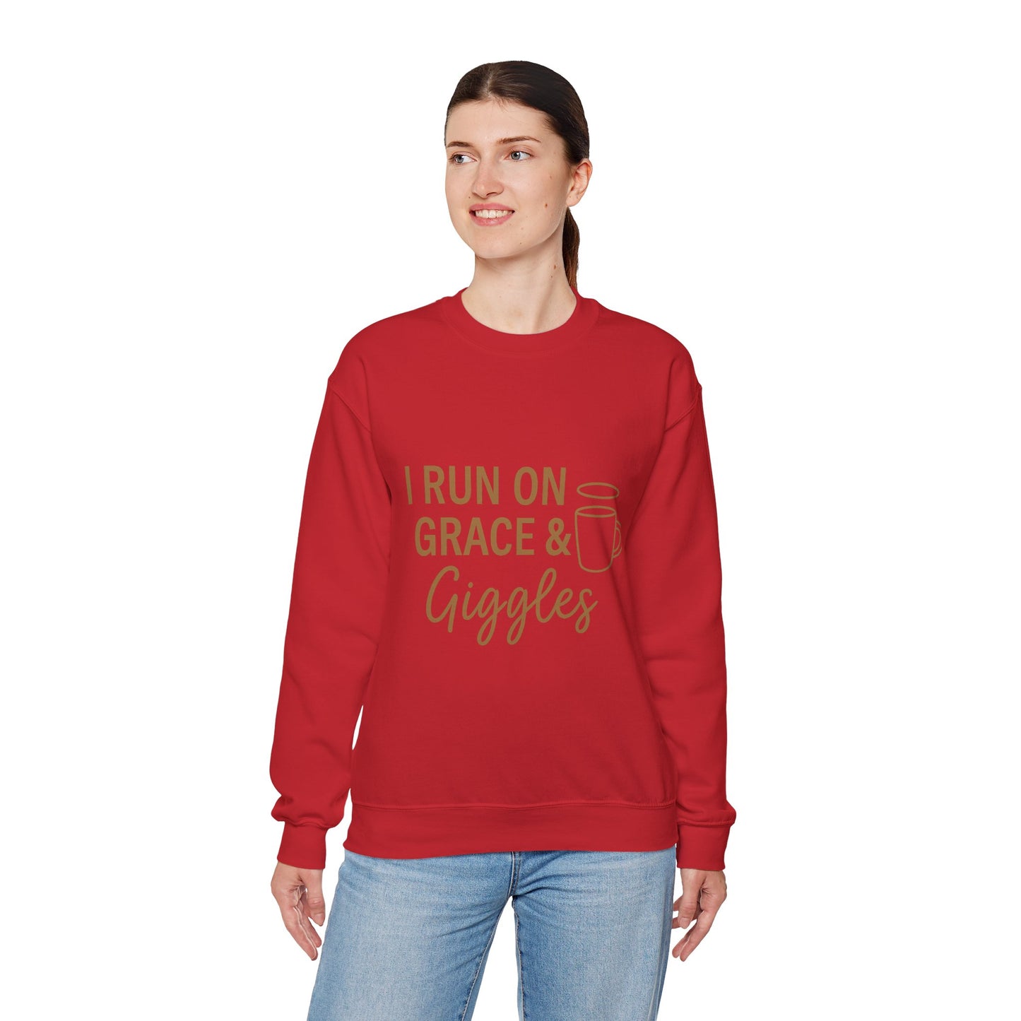 “I Run on Grace and Giggles Unisex Christian Sweatshirt”