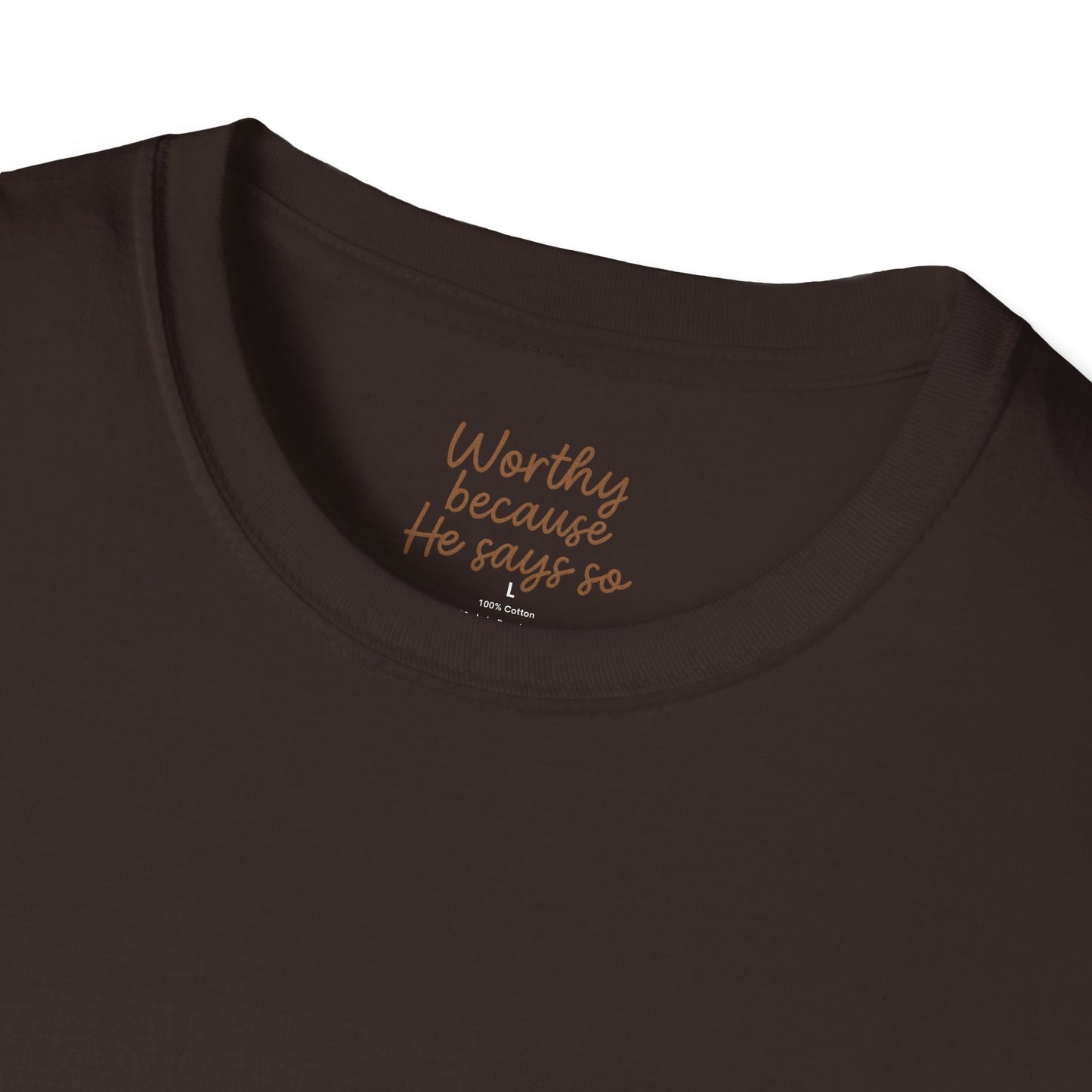 Worthy Because He Says So Christian Softstyle Tee – Faith-Inspired Minimalist Unisex Shirt.