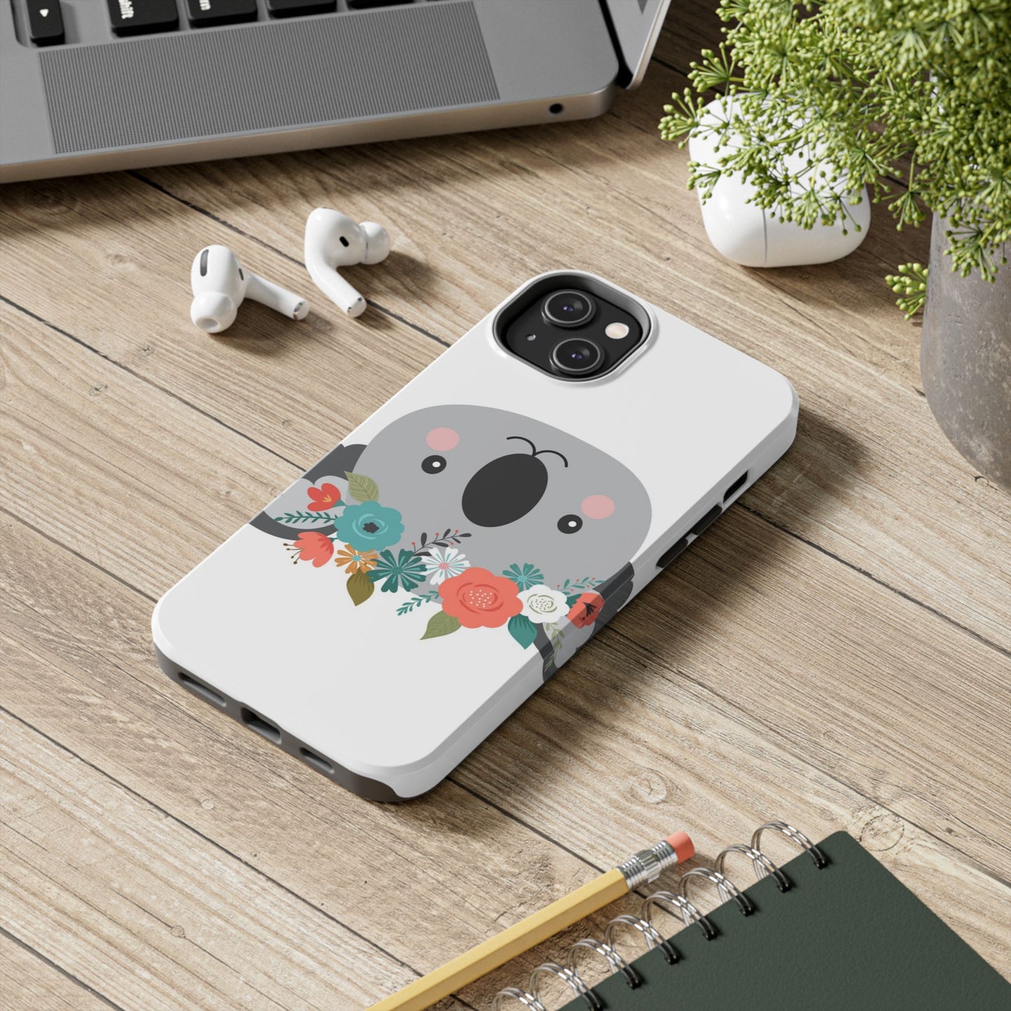 Cute Koala Floral Tough Phone Cases, Smartphone Protection, Nature Lover Gift, Animal Design, Koala Phone Cover