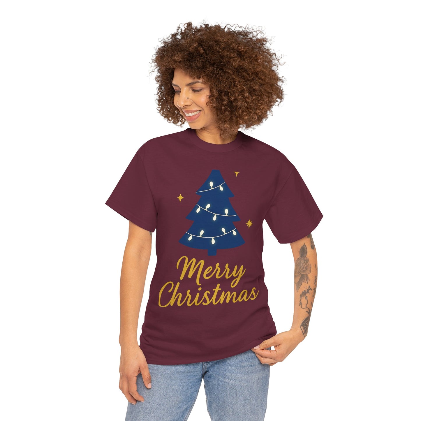 Merry Christmas Unisex Heavy Cotton Tee – Faith-Inspired Holiday Shirt