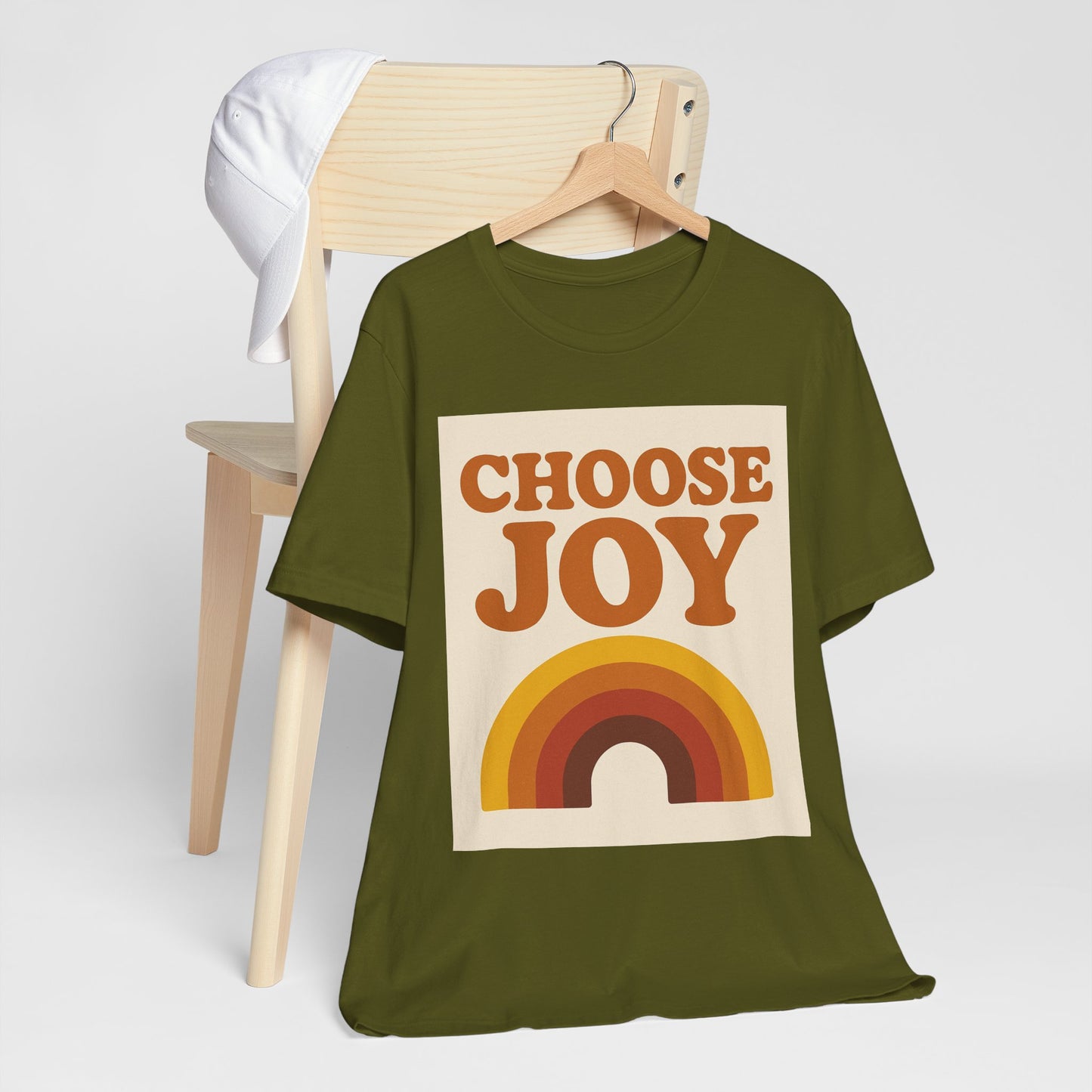 Retro Rainbow Choose Joy Tee, Unisex T-Shirt, Positive Vibes Shirt, Gift for Her, Summer Clothing, Joyful Apparel