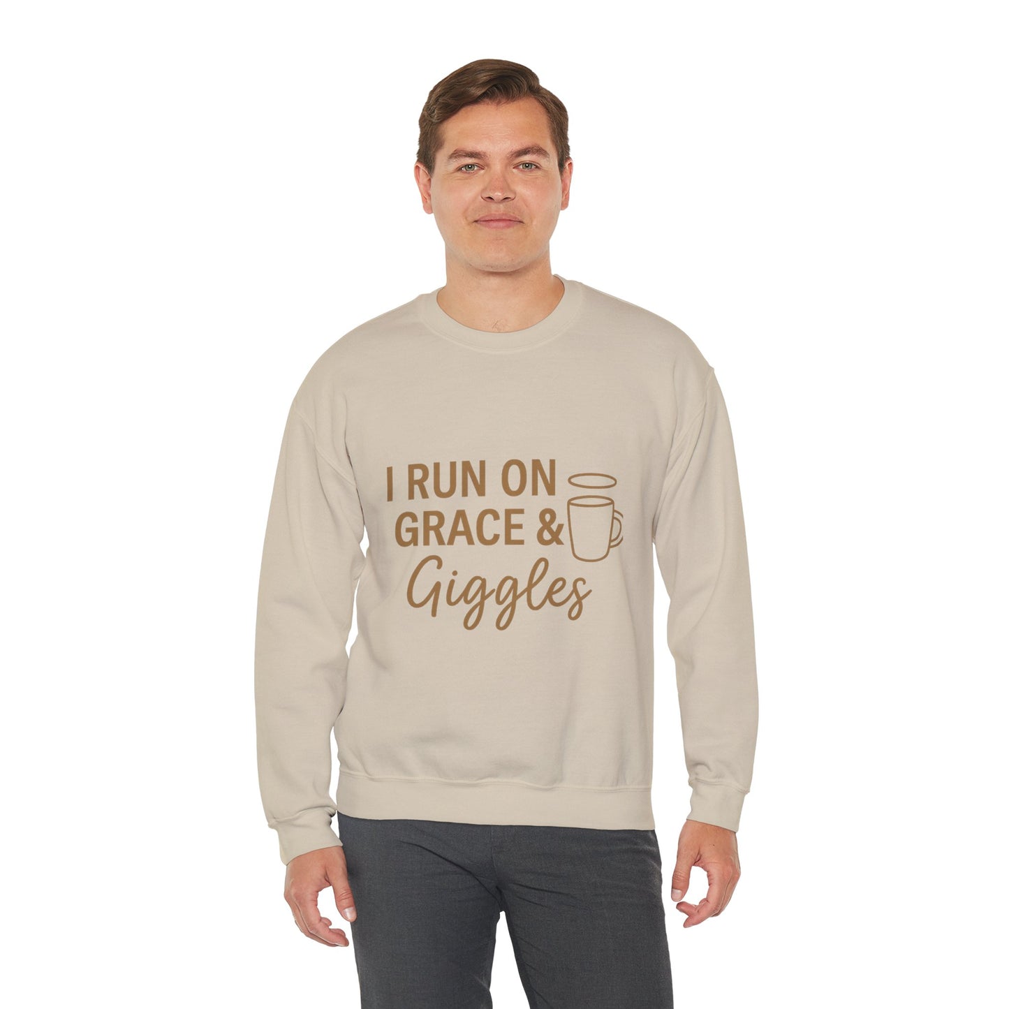 “I Run on Grace and Giggles Unisex Christian Sweatshirt”