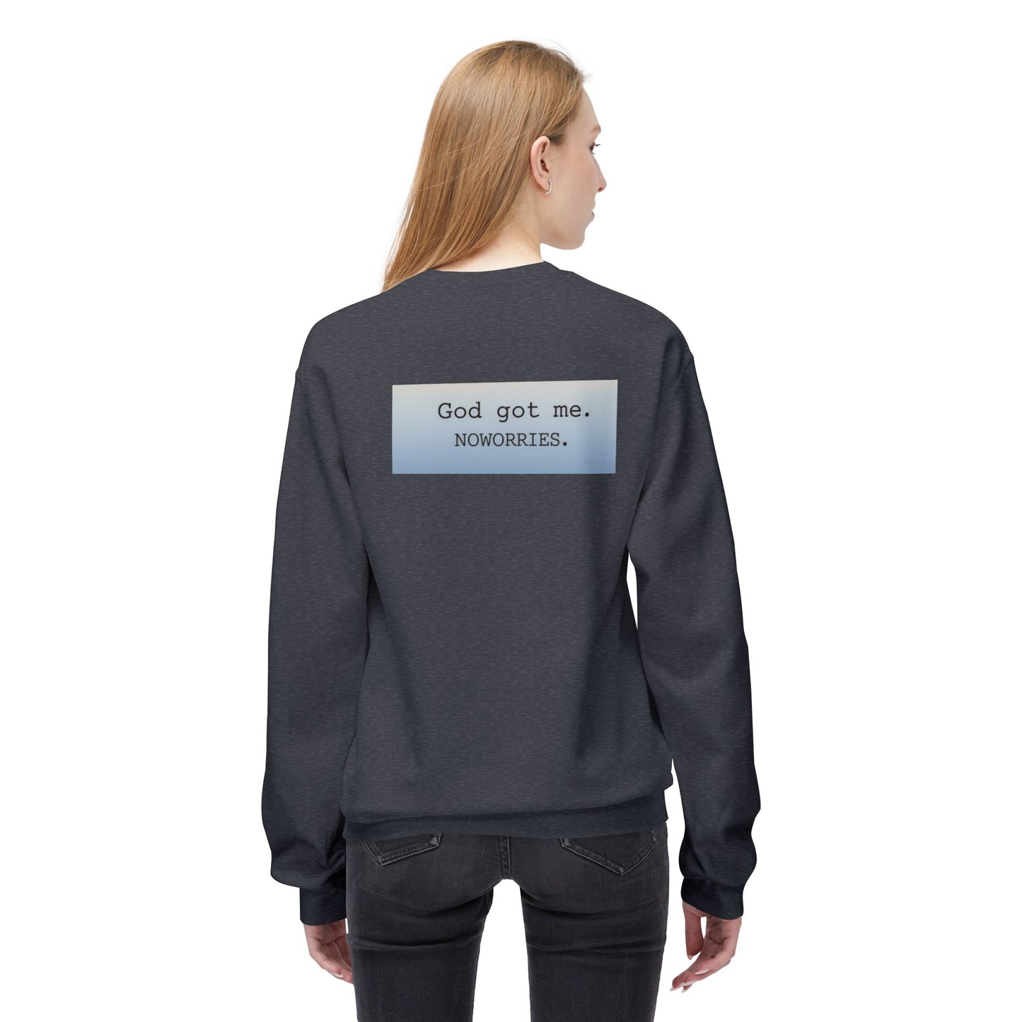 Cozy Inspirational Crewneck Sweatshirt with 'God Got Me. No Worries.' Slogan, Gift for Faith Lovers, Relaxed Casual Wear, Spiritual [...]