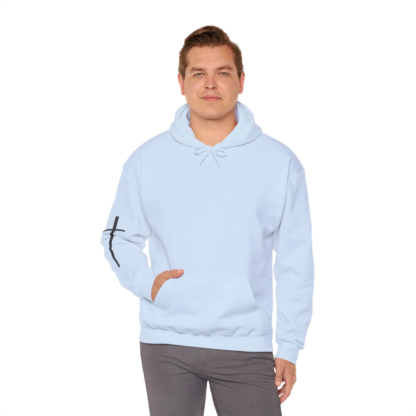 Cross Sleeve Unisex Hoodie | Faith Apparel | Heavy Blend Sweatshirt