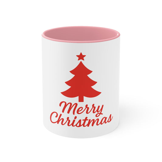 Merry Christmas Accent Mug - Festive Holiday Coffee Cup