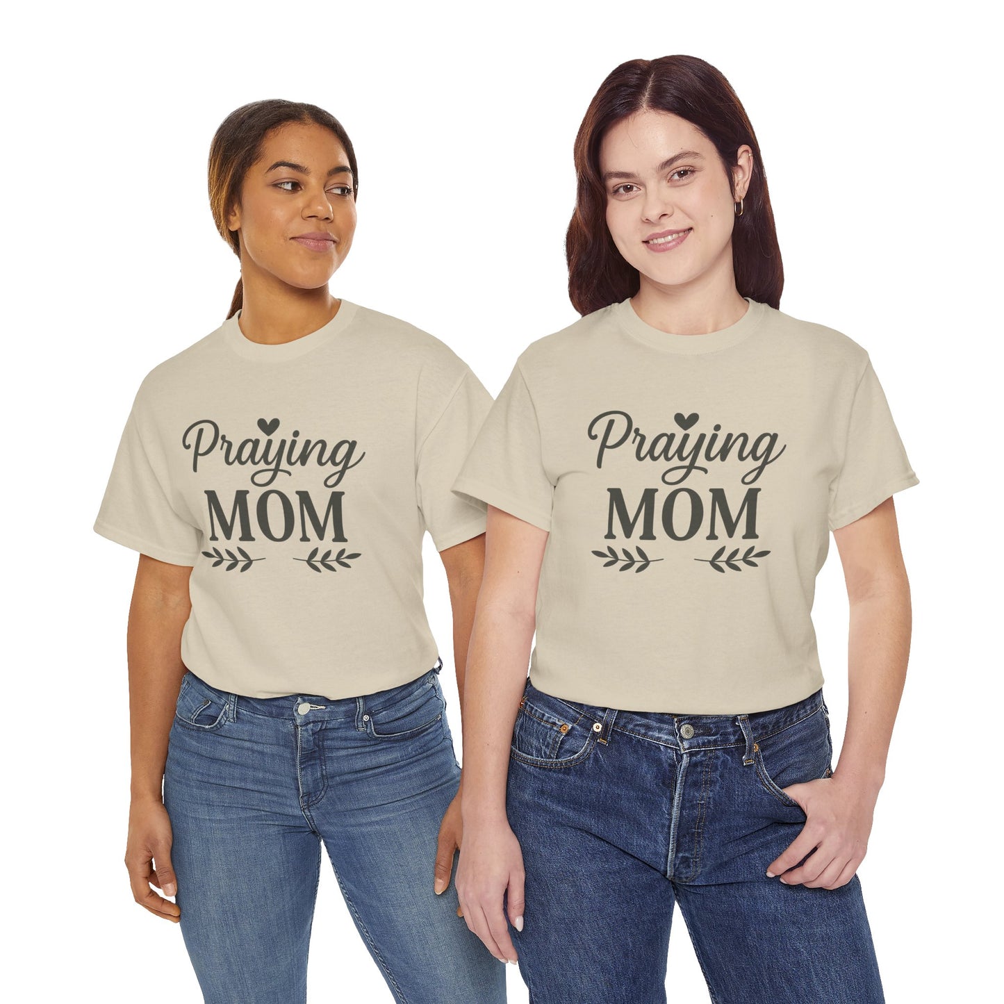 Praying Mom Unisex Heavy Cotton Tee – Christian Faith Shirt for Moms | Bold & Blessed Apparel