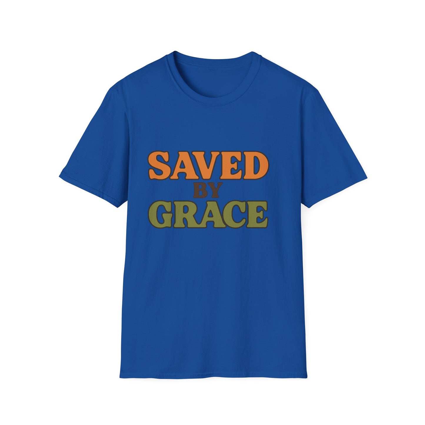 Saved by Grace Christian T-Shirt – Softstyle Faith Tee for Women & Men.