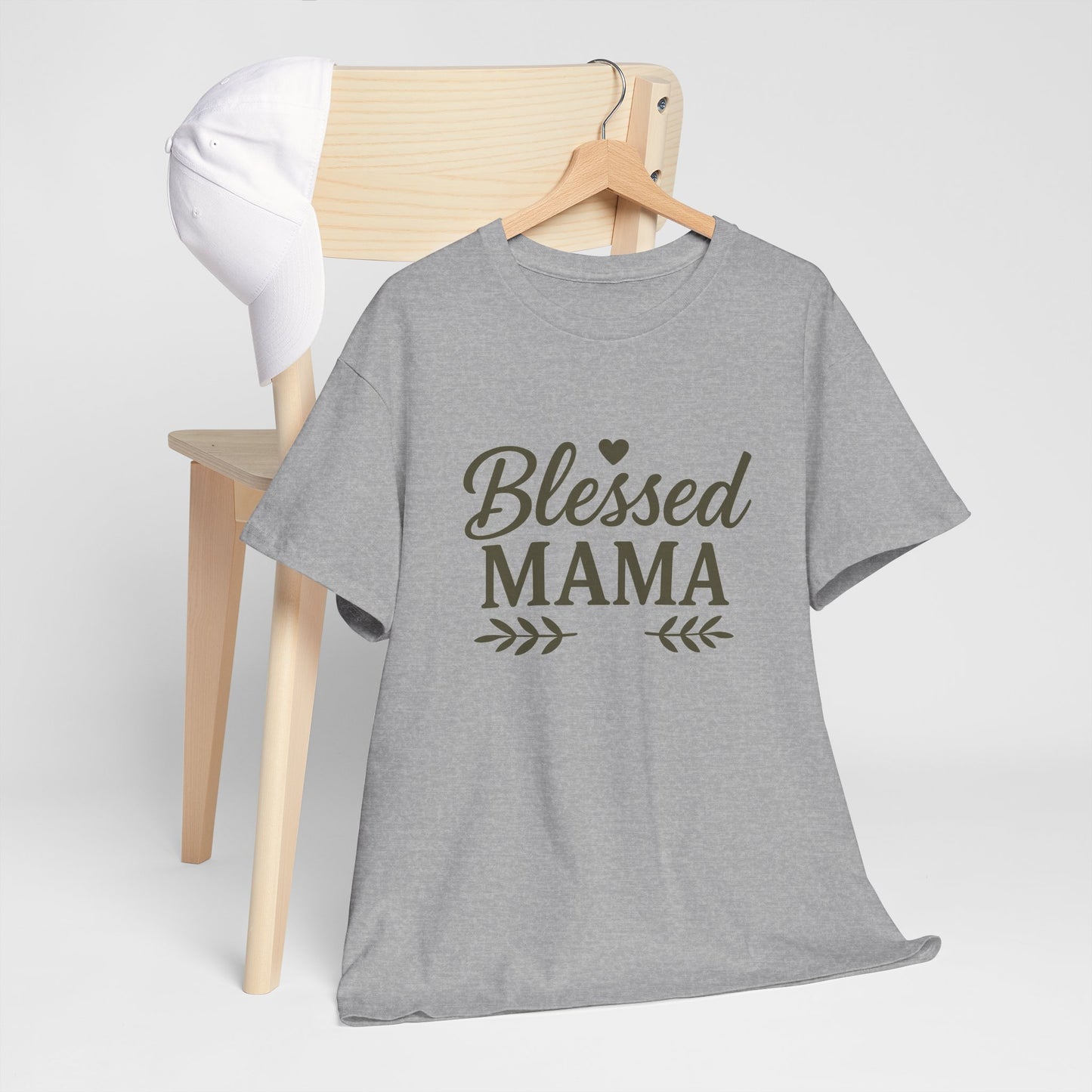 Blessed Mama Heavy Cotton Tee – Christian Faith Shirt for Moms | Soft & Stylish Everyday Wear