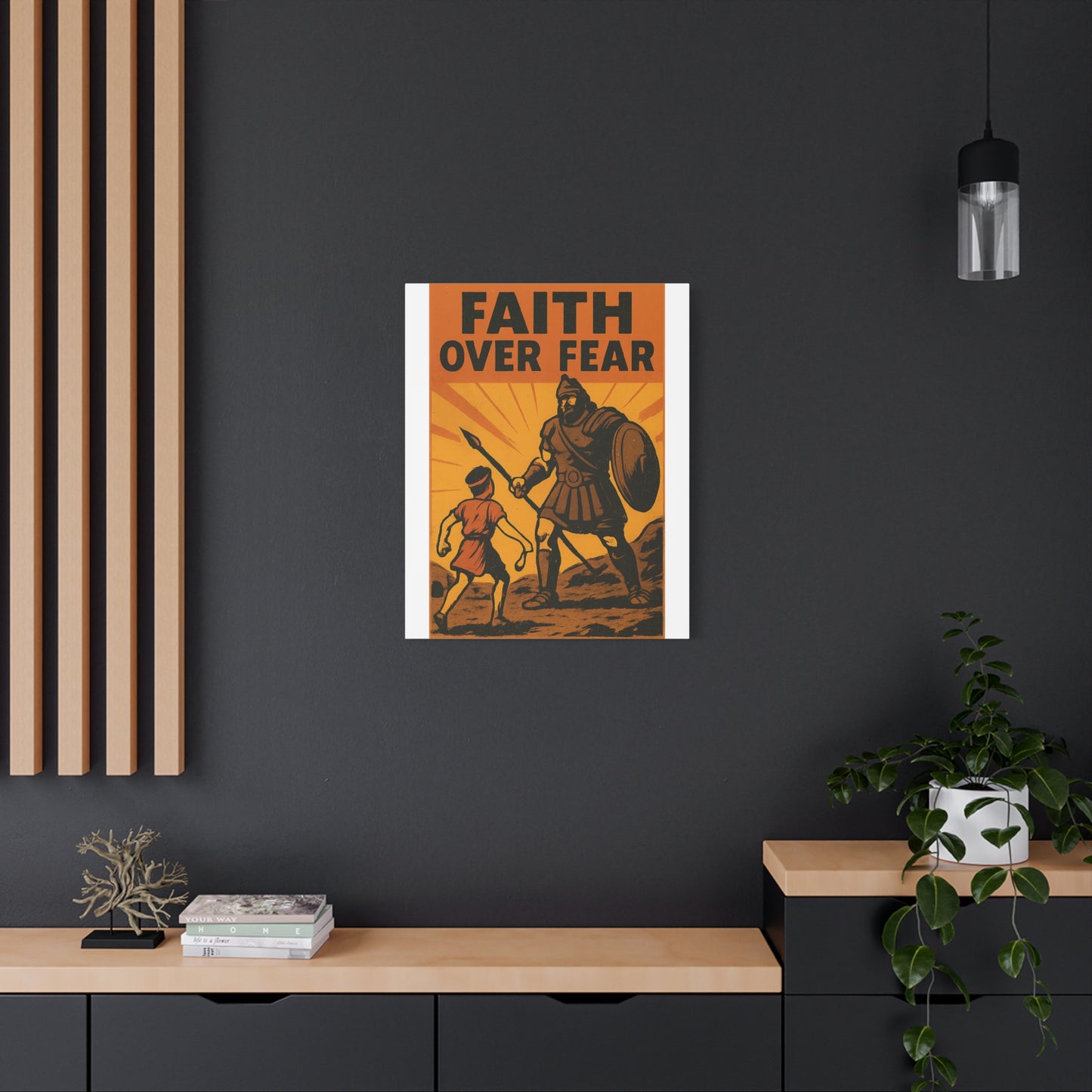 David and Goliath Wall Art | Faith Over Fear Christian Poster.