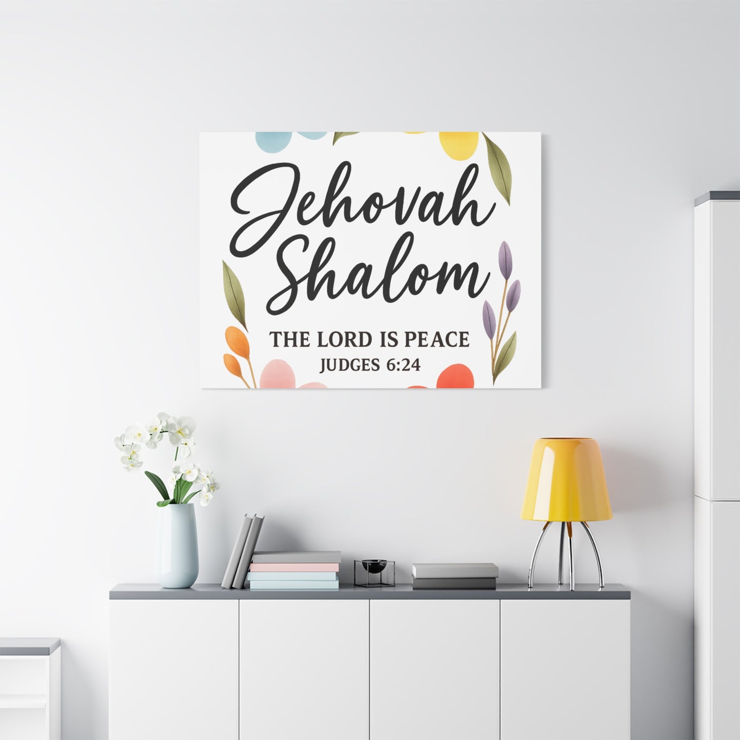 Jehovah Shalom Wall Art – The Lord Is Peace | Judges 6:24 Christian Decor -Matte Canvas, Stretched, 1.25"
