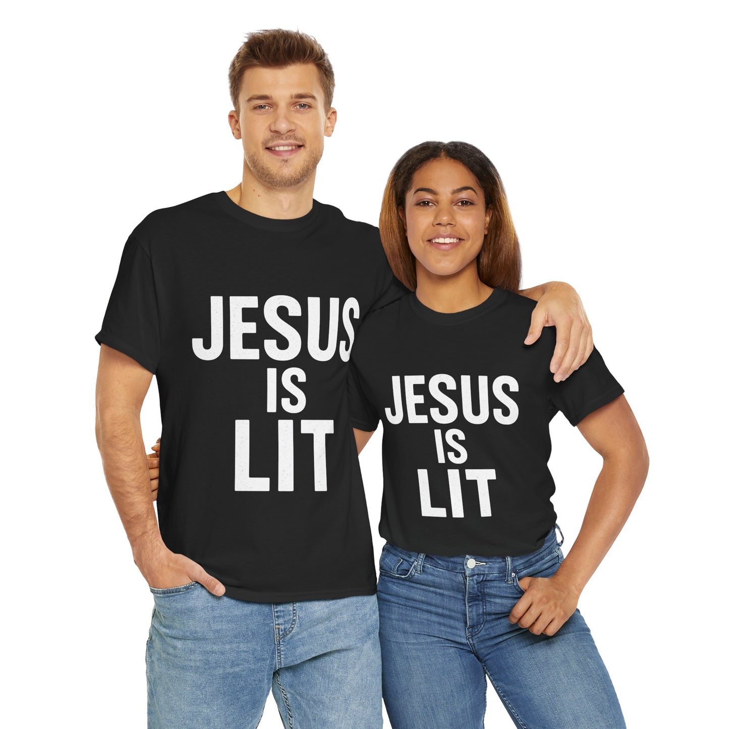 Jesus Is Lit Heavy Cotton Tee | Bold Christian Streetwear