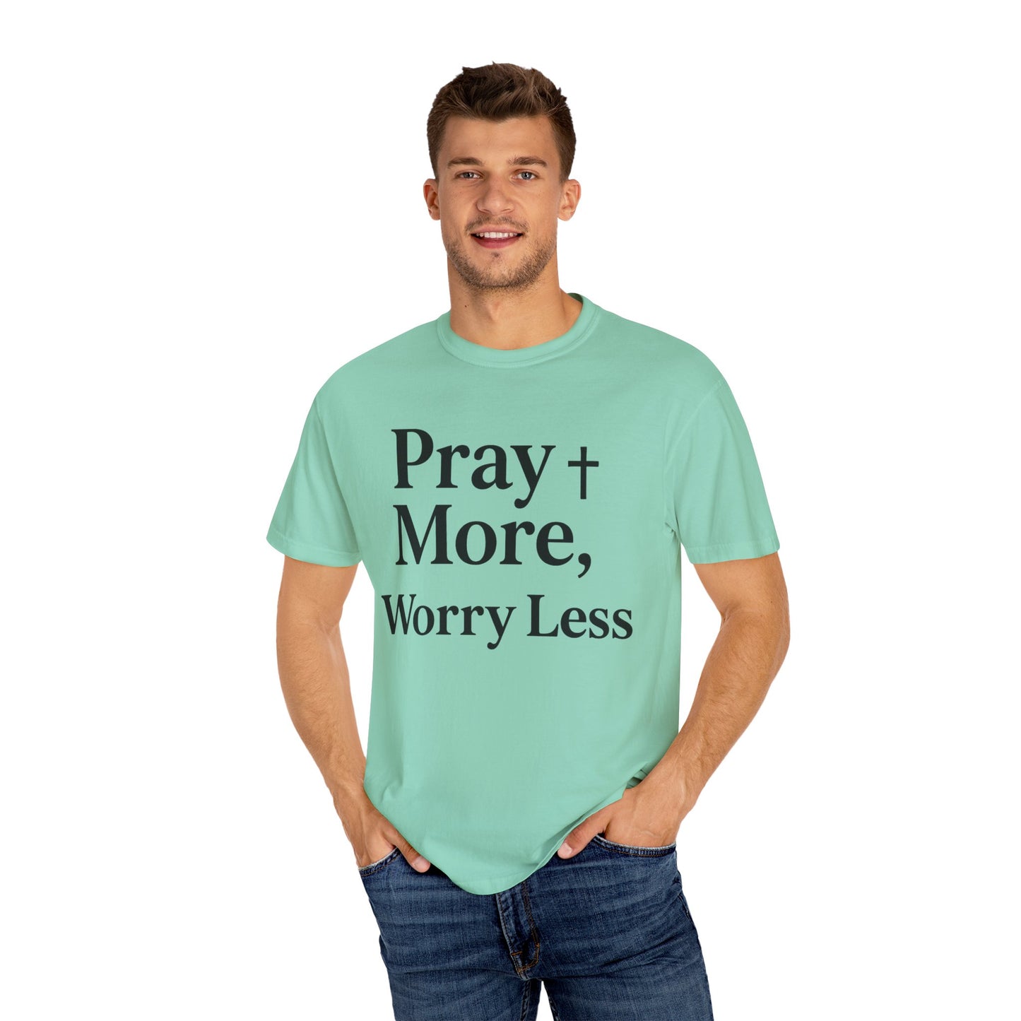 Pray More Worry Less Christian T-Shirt | Inspirational Unisex Tee