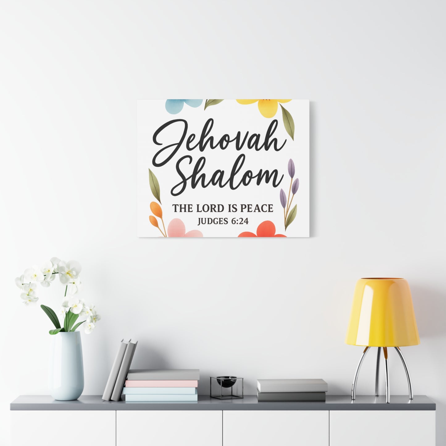 Jehovah Shalom Wall Art – The Lord Is Peace | Judges 6:24 Christian Decor -Matte Canvas, Stretched, 1.25"