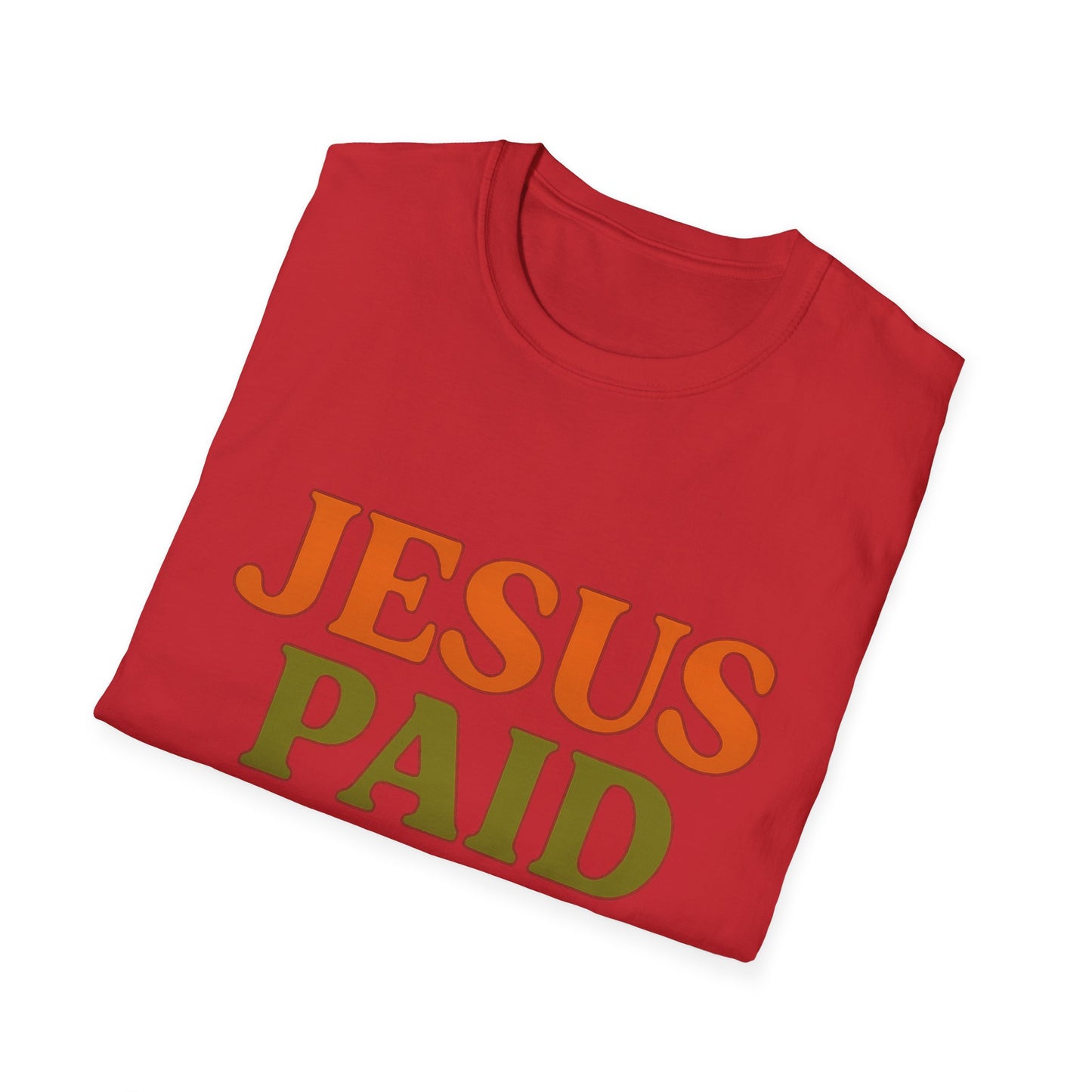 Jesus Paid It All Christian T-Shirt – Softstyle Hymn-Inspired Faith Tee for Women & Men.