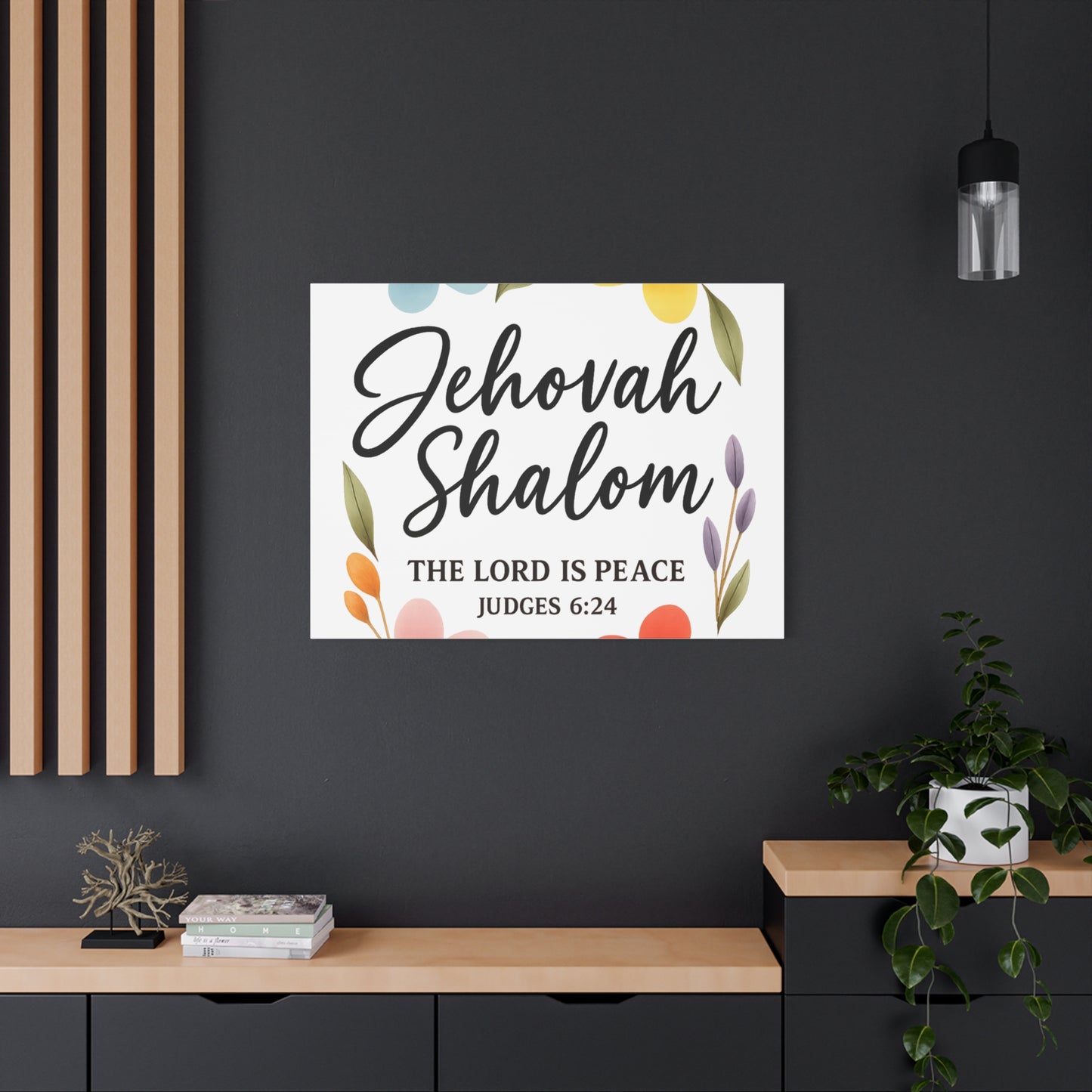 Jehovah Shalom Wall Art – The Lord Is Peace | Judges 6:24 Christian Decor -Matte Canvas, Stretched, 1.25"