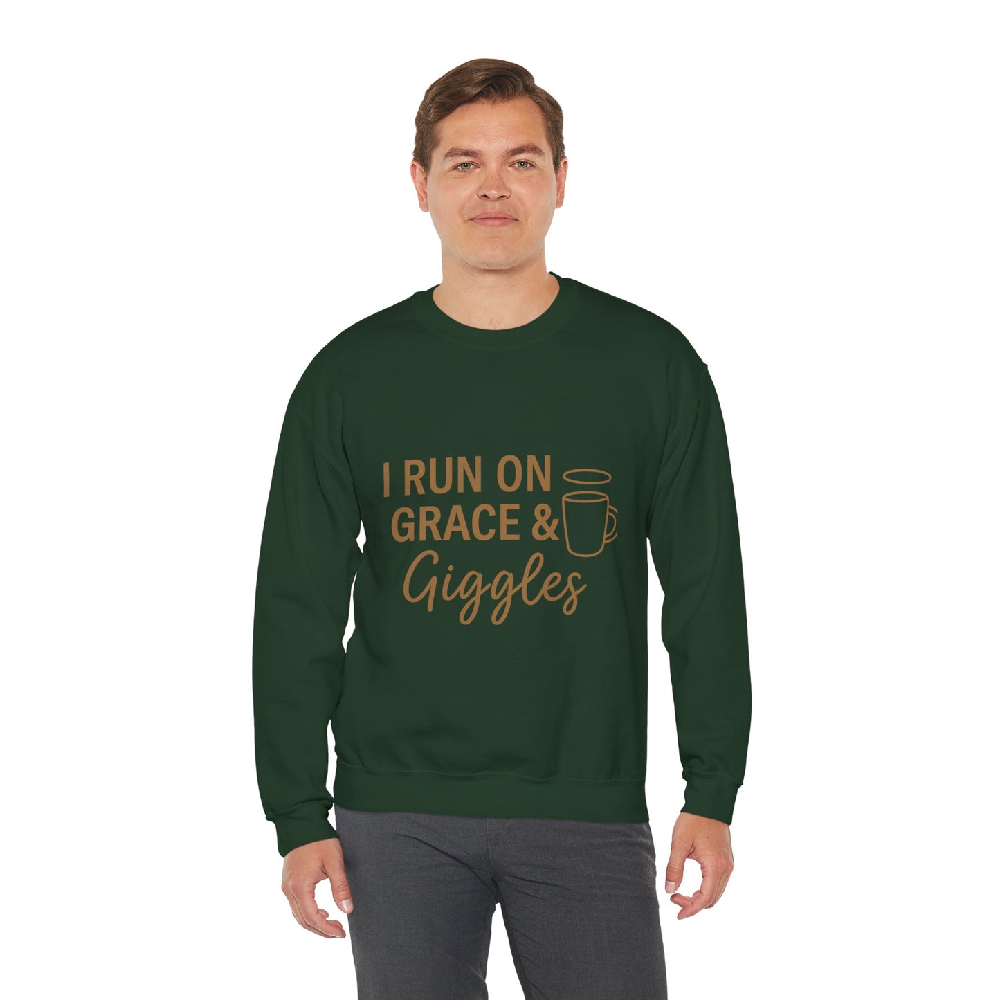 “I Run on Grace and Giggles Unisex Christian Sweatshirt”