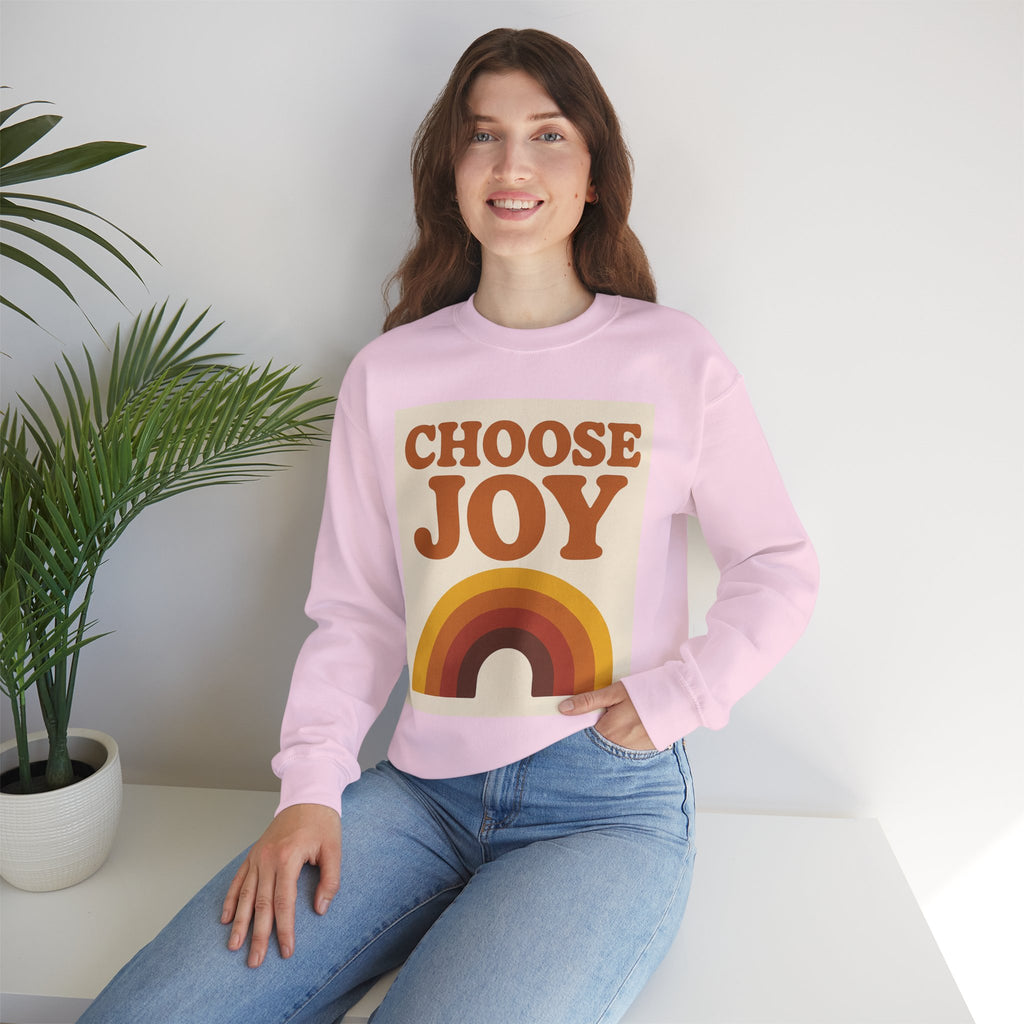 Choose Joy Rainbow Crewneck Sweatshirt, Unisex Sweatshirt, Motivational Gift, Cozy Layer, Fall Fashion, Positive Vibes