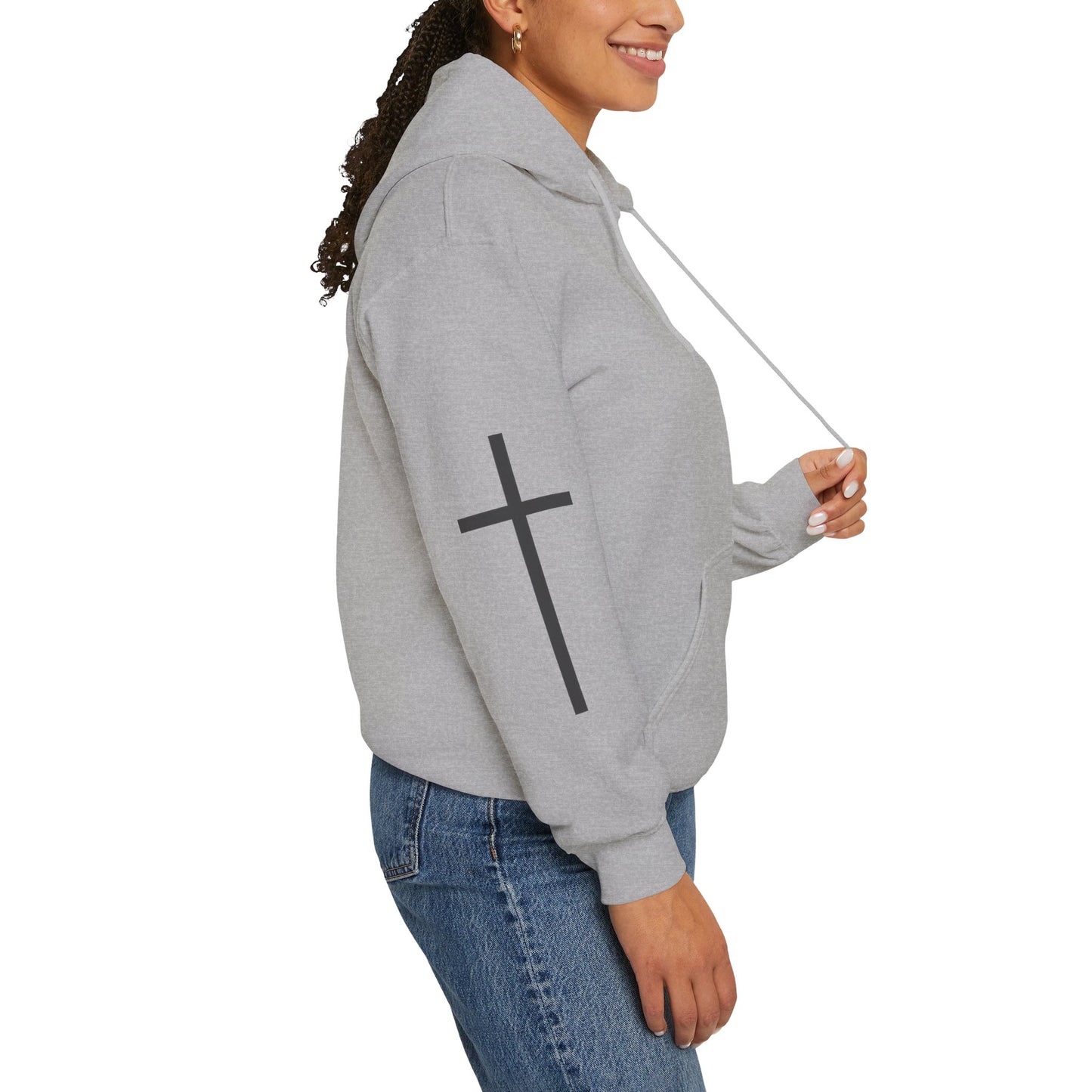 Cross Sleeve Unisex Hoodie | Faith Apparel | Heavy Blend Sweatshirt