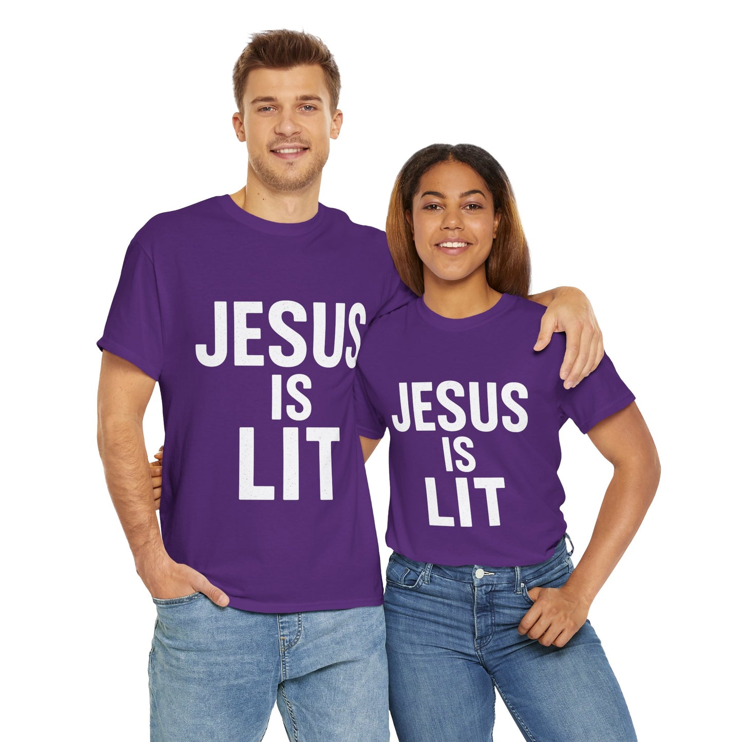 Jesus Is Lit Heavy Cotton Tee | Bold Christian Streetwear