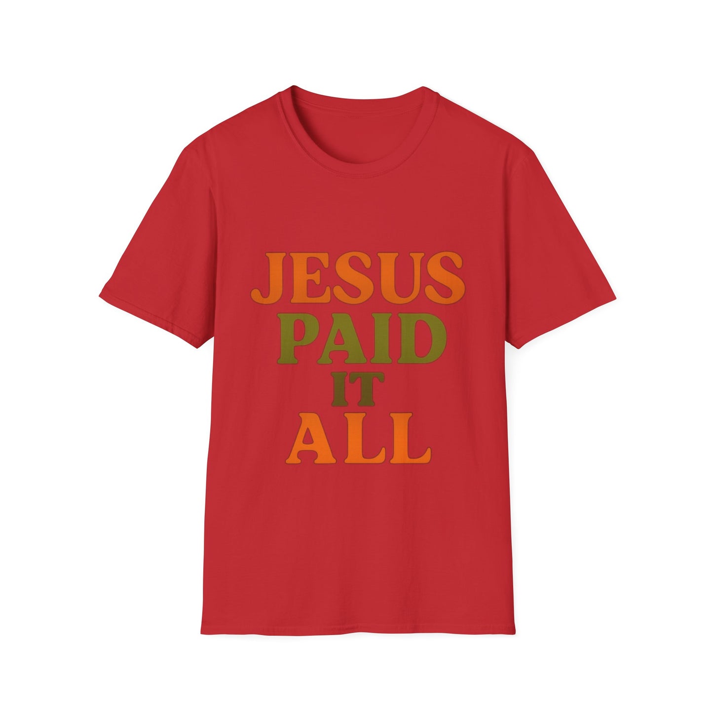 Jesus Paid It All Christian T-Shirt – Softstyle Hymn-Inspired Faith Tee for Women & Men.
