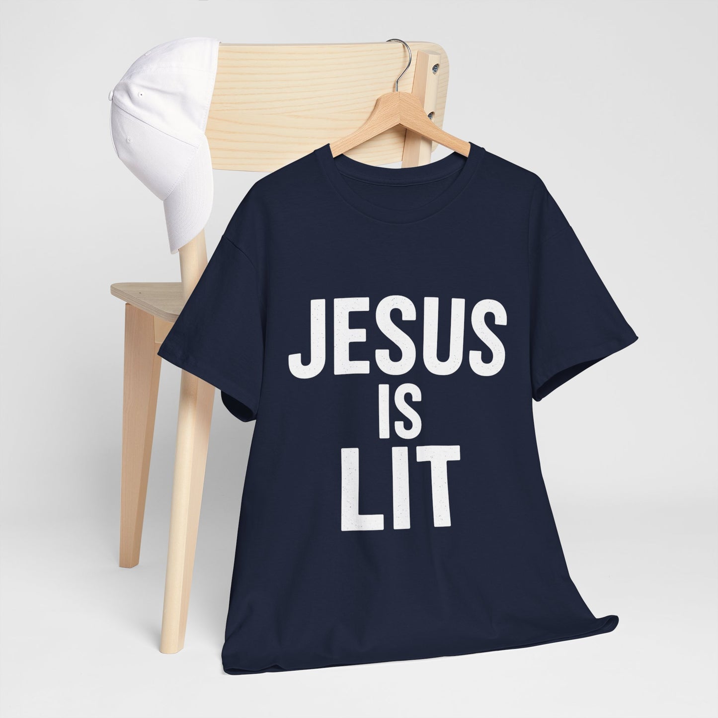 Jesus Is Lit Heavy Cotton Tee | Bold Christian Streetwear