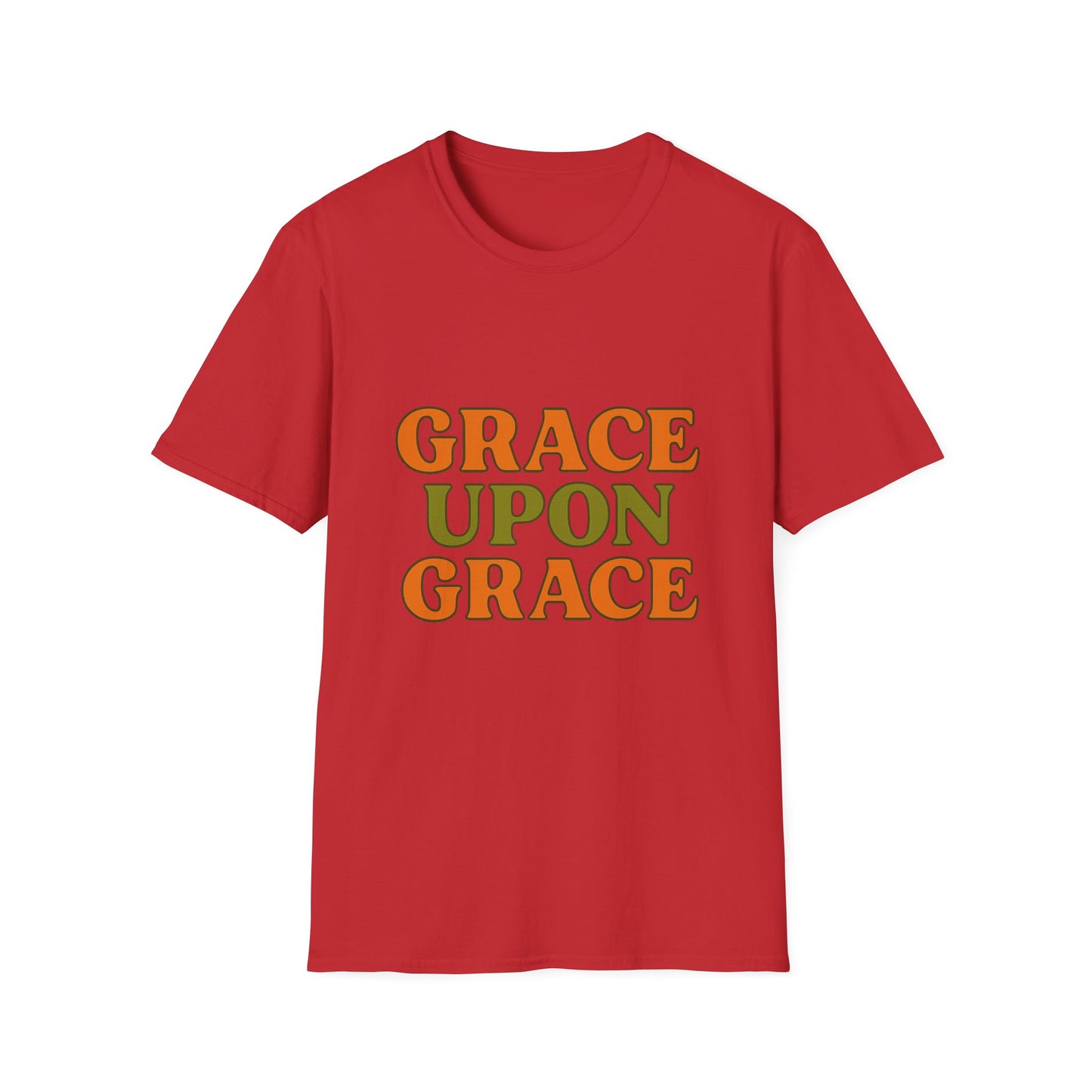 Grace Upon Grace Christian T-Shirt – Softstyle Jesus-Inspired Faith Tee for Women & Men.