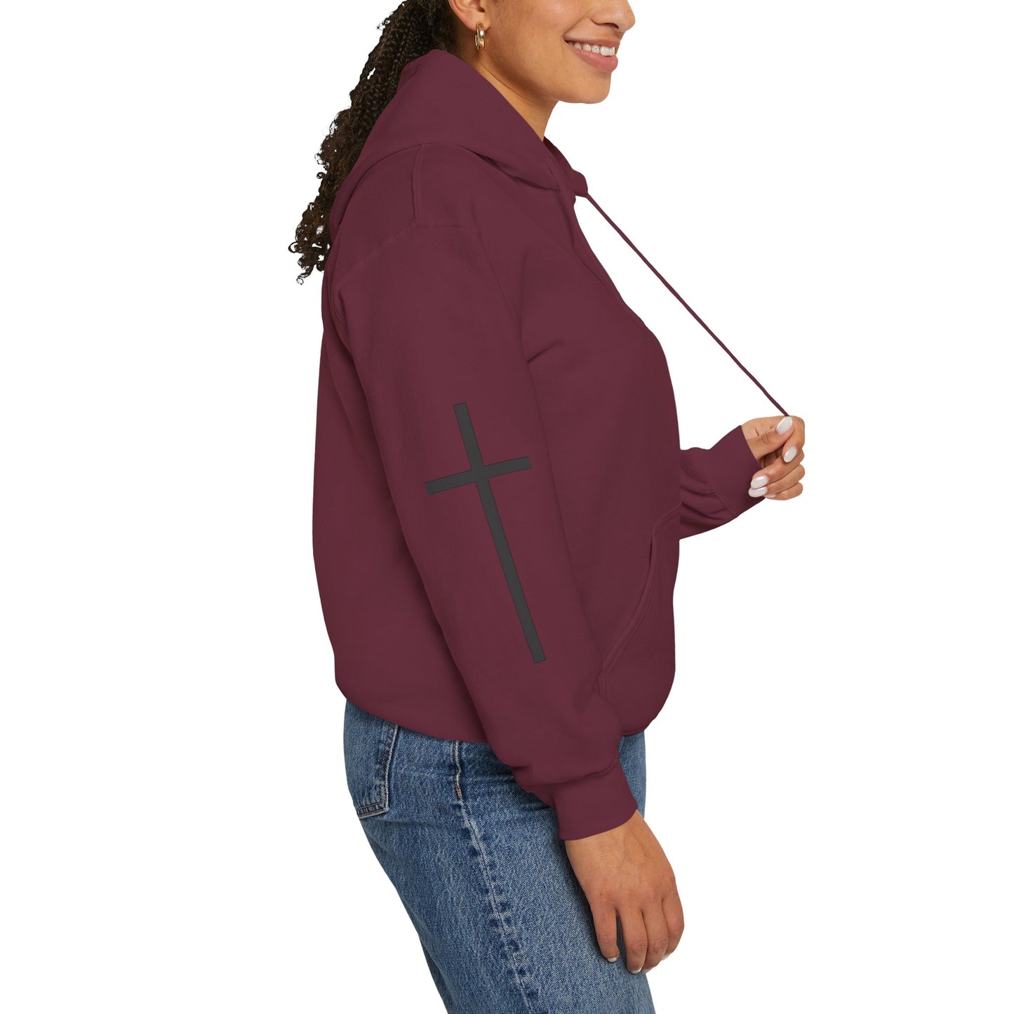 Cross Sleeve Unisex Hoodie | Faith Apparel | Heavy Blend Sweatshirt