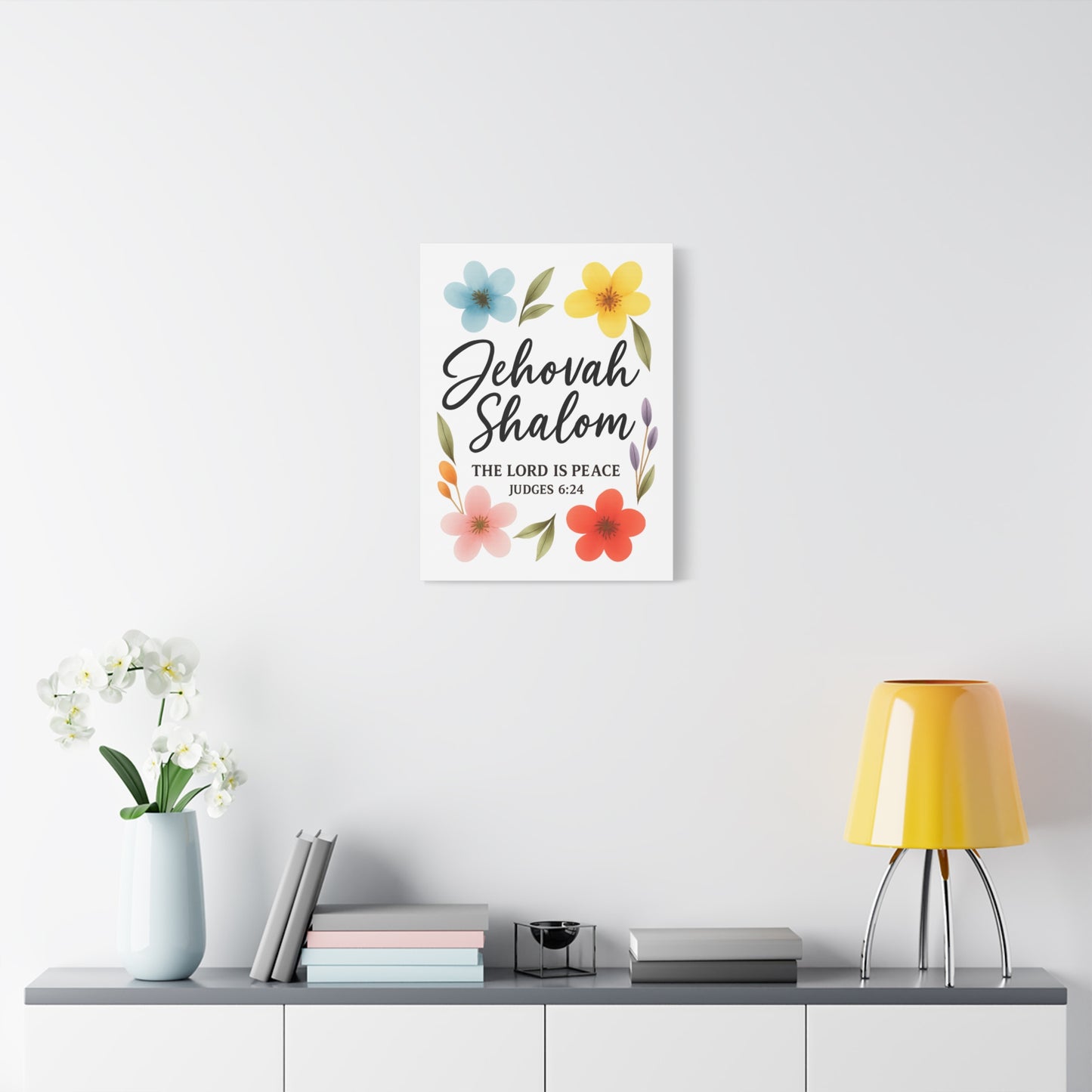 Jehovah Shalom Wall Art – The Lord Is Peace | Judges 6:24 Christian Decor -Matte Canvas, Stretched, 1.25"