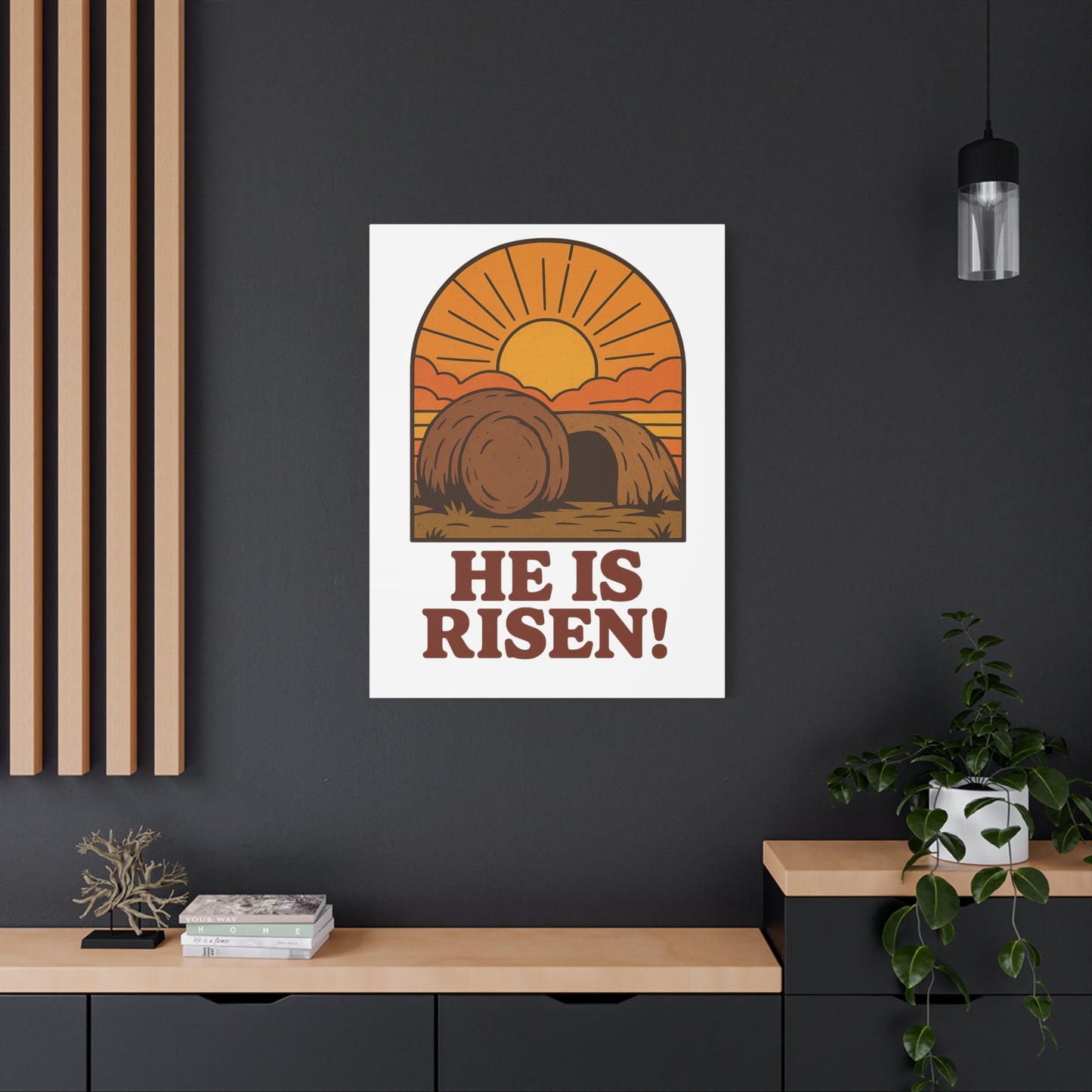 He Is Risen Wall Art | The Empty Tomb Christian Poster – Resurrection Morning Decor.