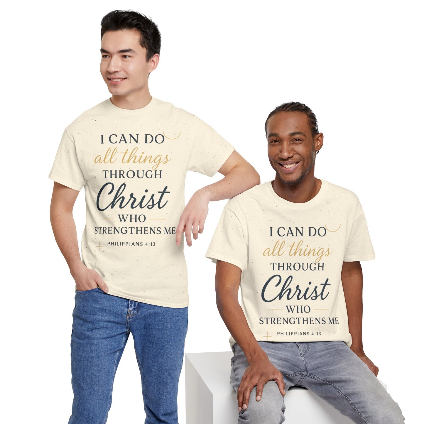 Inspirational Christian T-Shirt, I can do all things through christ -Motivational Quote Tee, Faith-Based Apparel, Bible Verse Shirt, Perfect Gift for Believers