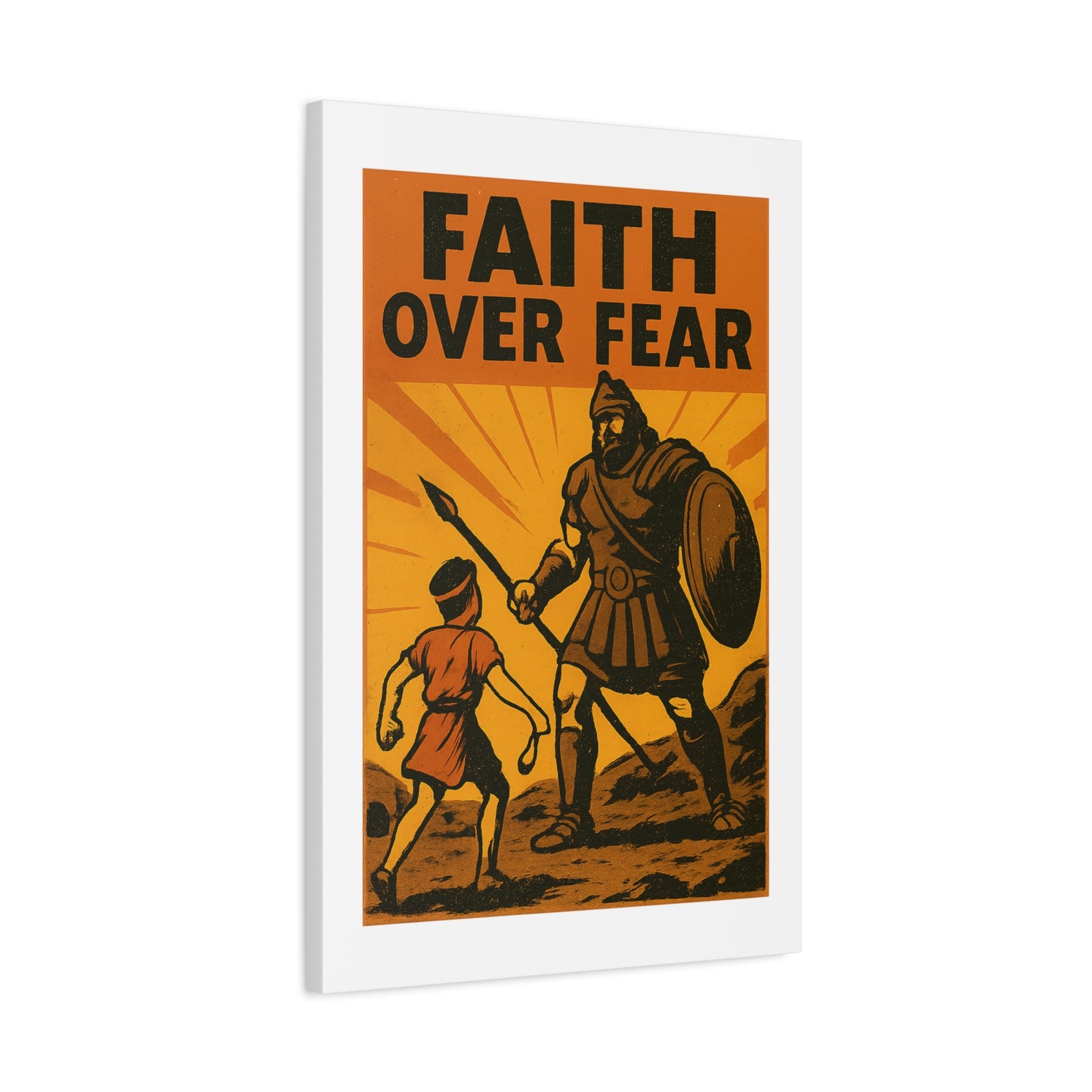David and Goliath Wall Art | Faith Over Fear Christian Poster.