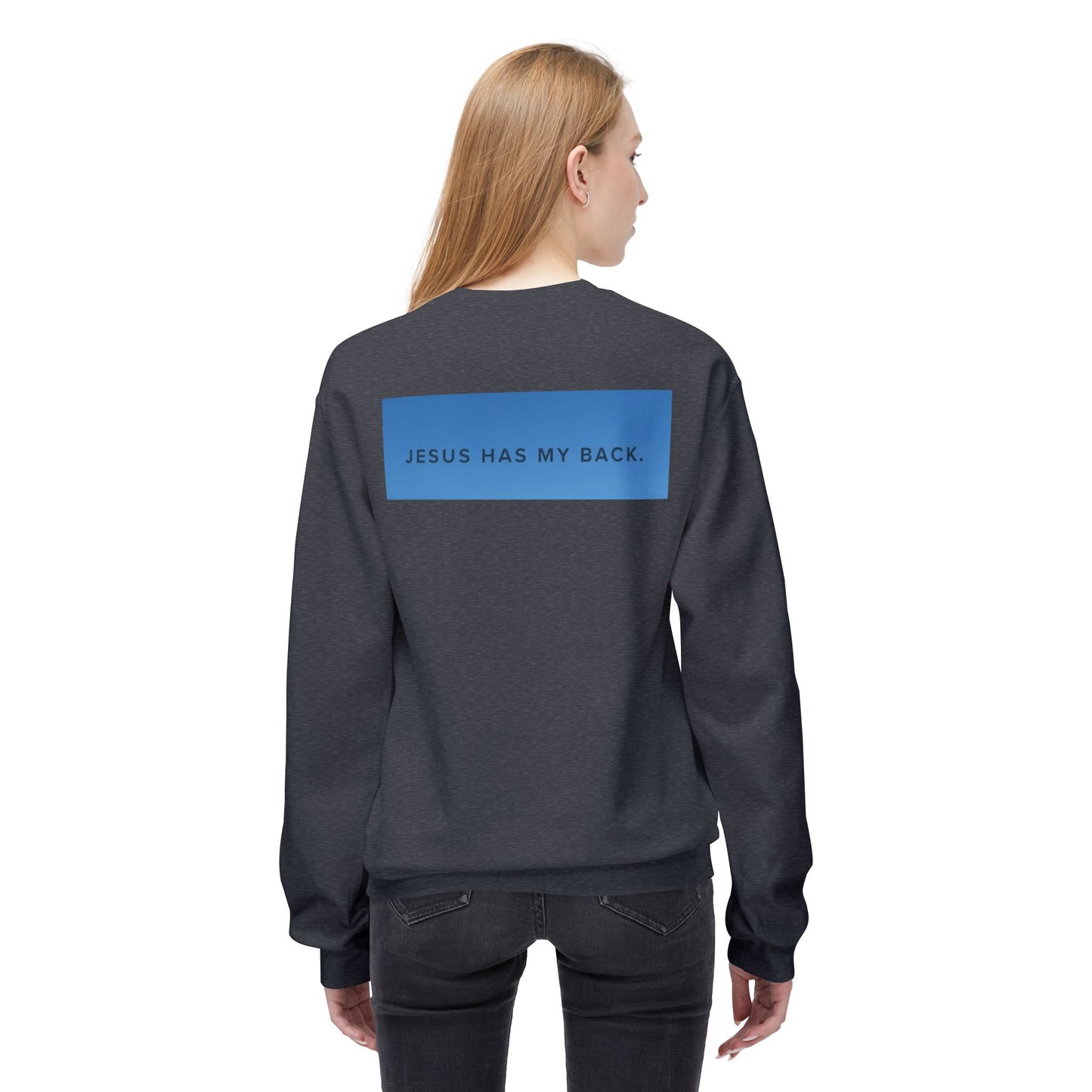 Faith-Inspired Soft Fleece Sweatshirt - Jesus Has My Back, Comfortable Crewneck, Inspirational Gift, Religious Apparel, Casual Wear, [...]