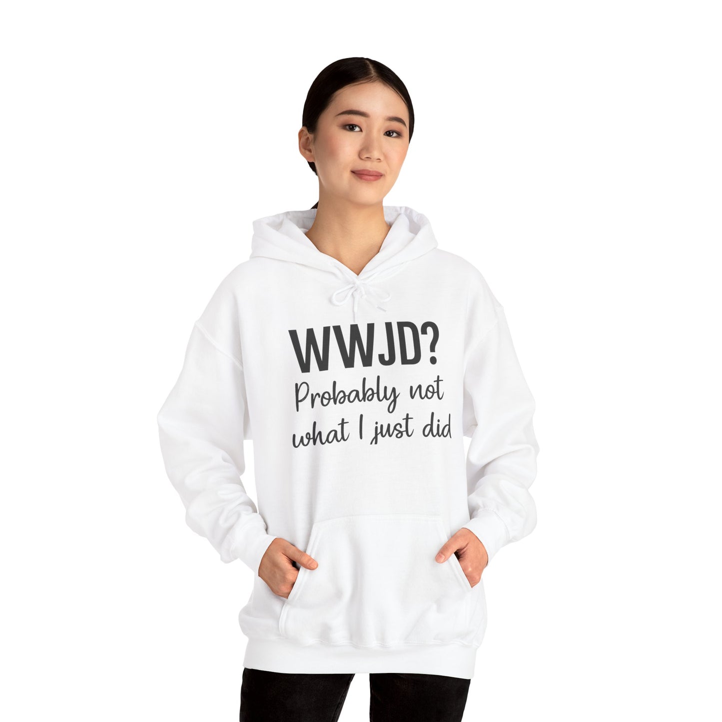 WWJD Hoodie – Funny Christian Sweatshirt with Relatable Faith Humor.