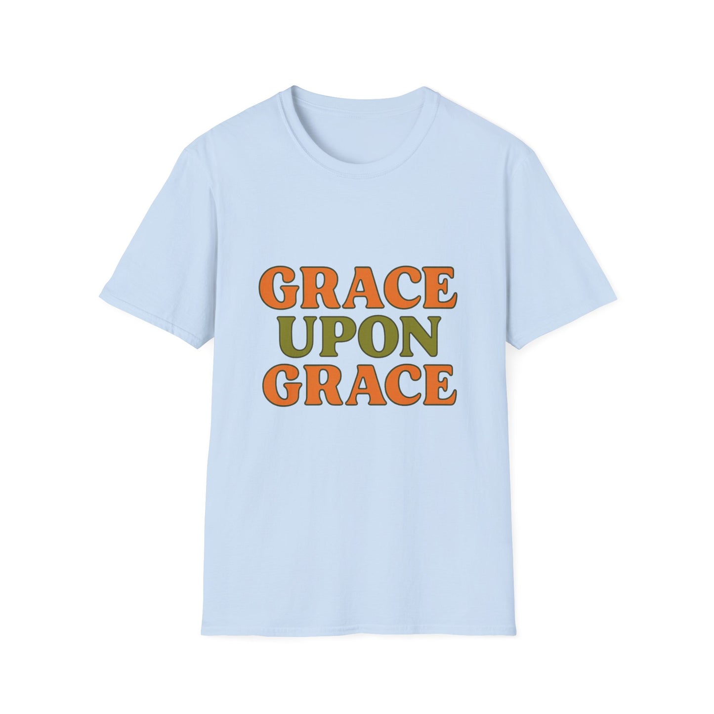 Grace Upon Grace Christian T-Shirt – Softstyle Jesus-Inspired Faith Tee for Women & Men.