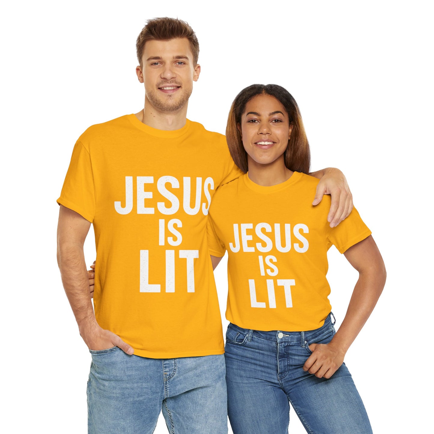 Jesus Is Lit Heavy Cotton Tee | Bold Christian Streetwear