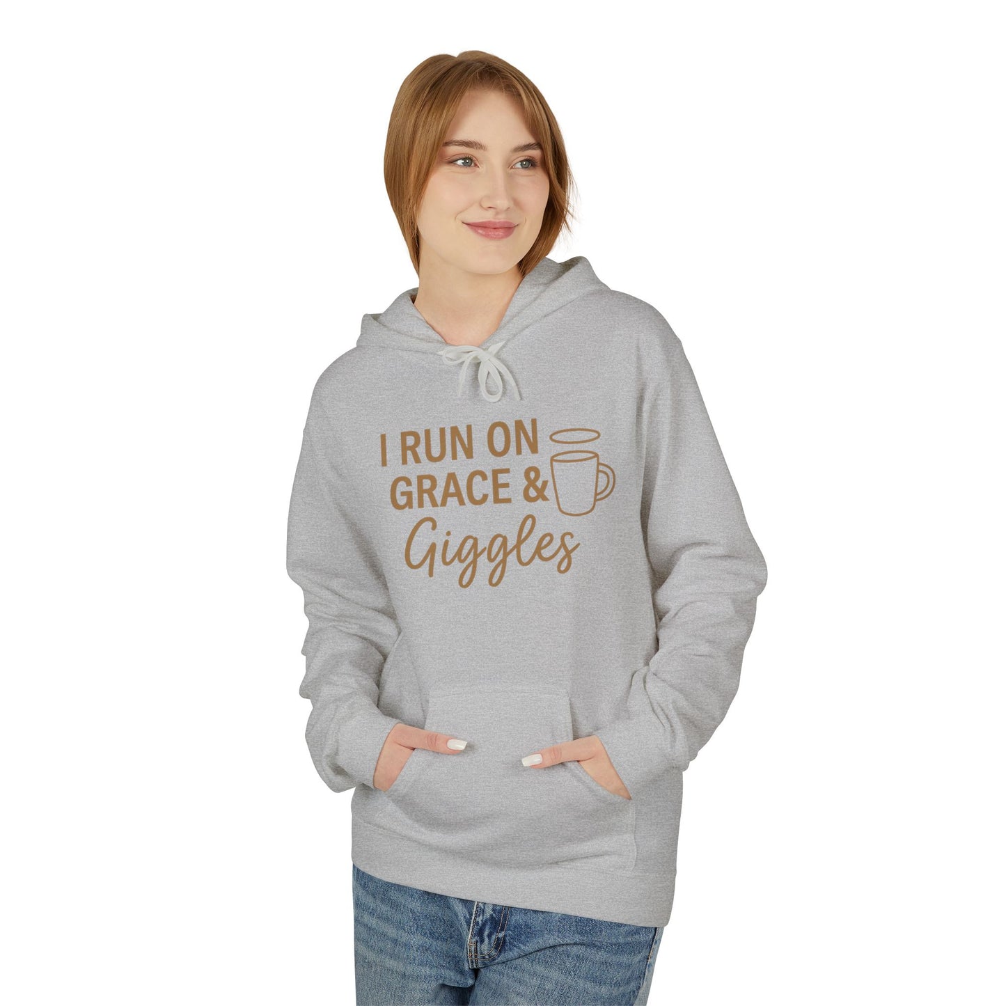 I Run on Grace and Giggles Hoodie – Funny Christian Sweatshirt for Joyful Believers.