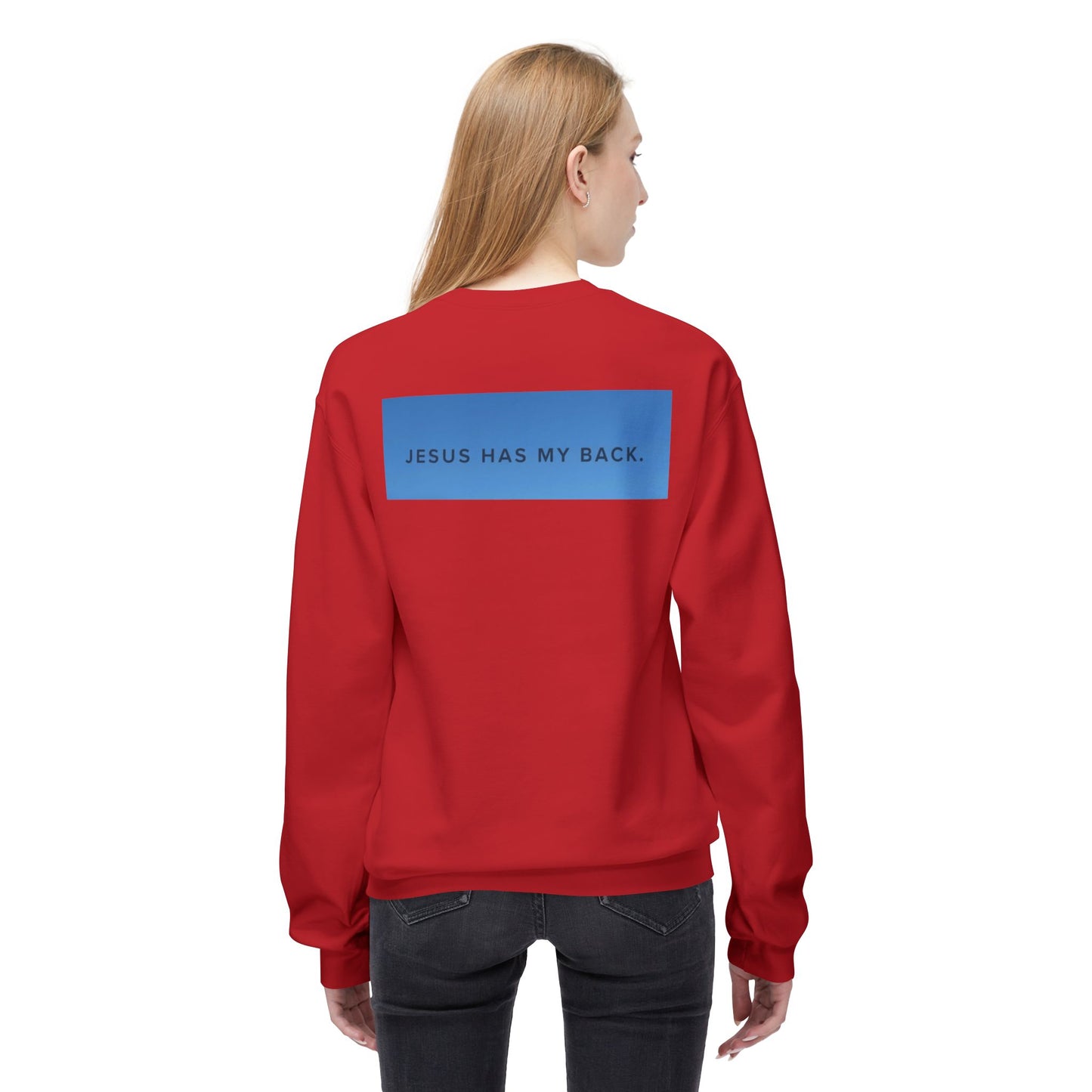 Faith-Inspired Soft Fleece Sweatshirt - Jesus Has My Back, Comfortable Crewneck, Inspirational Gift, Religious Apparel, Casual Wear, [...]