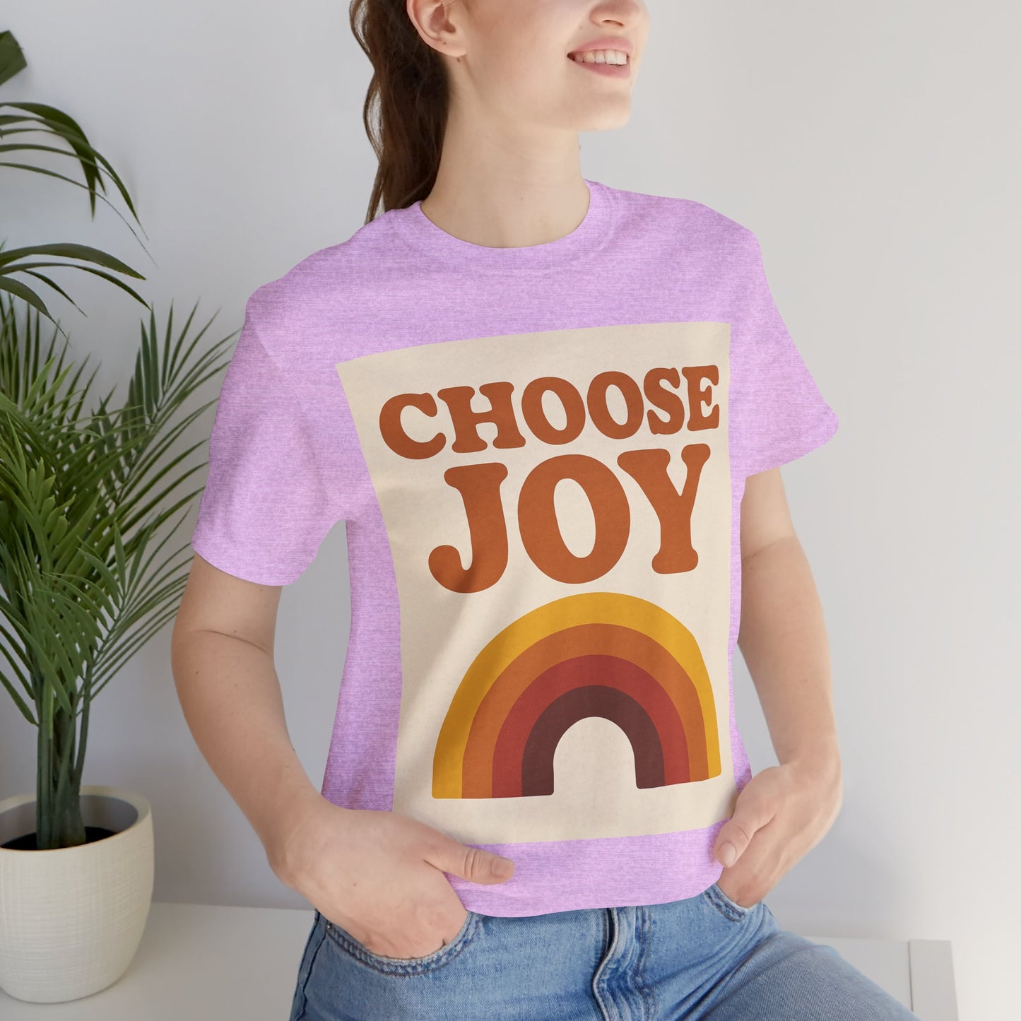 Retro Rainbow Choose Joy Tee, Unisex T-Shirt, Positive Vibes Shirt, Gift for Her, Summer Clothing, Joyful Apparel