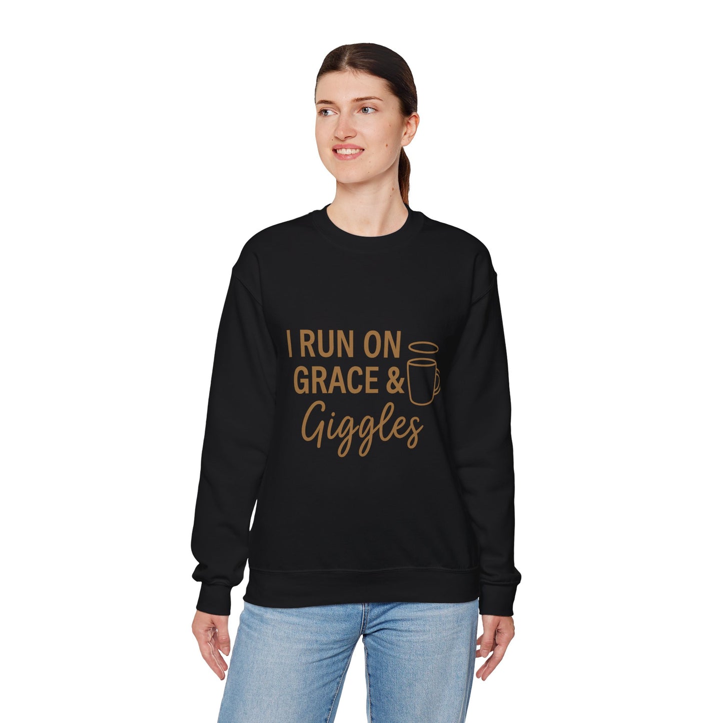 “I Run on Grace and Giggles Unisex Christian Sweatshirt”